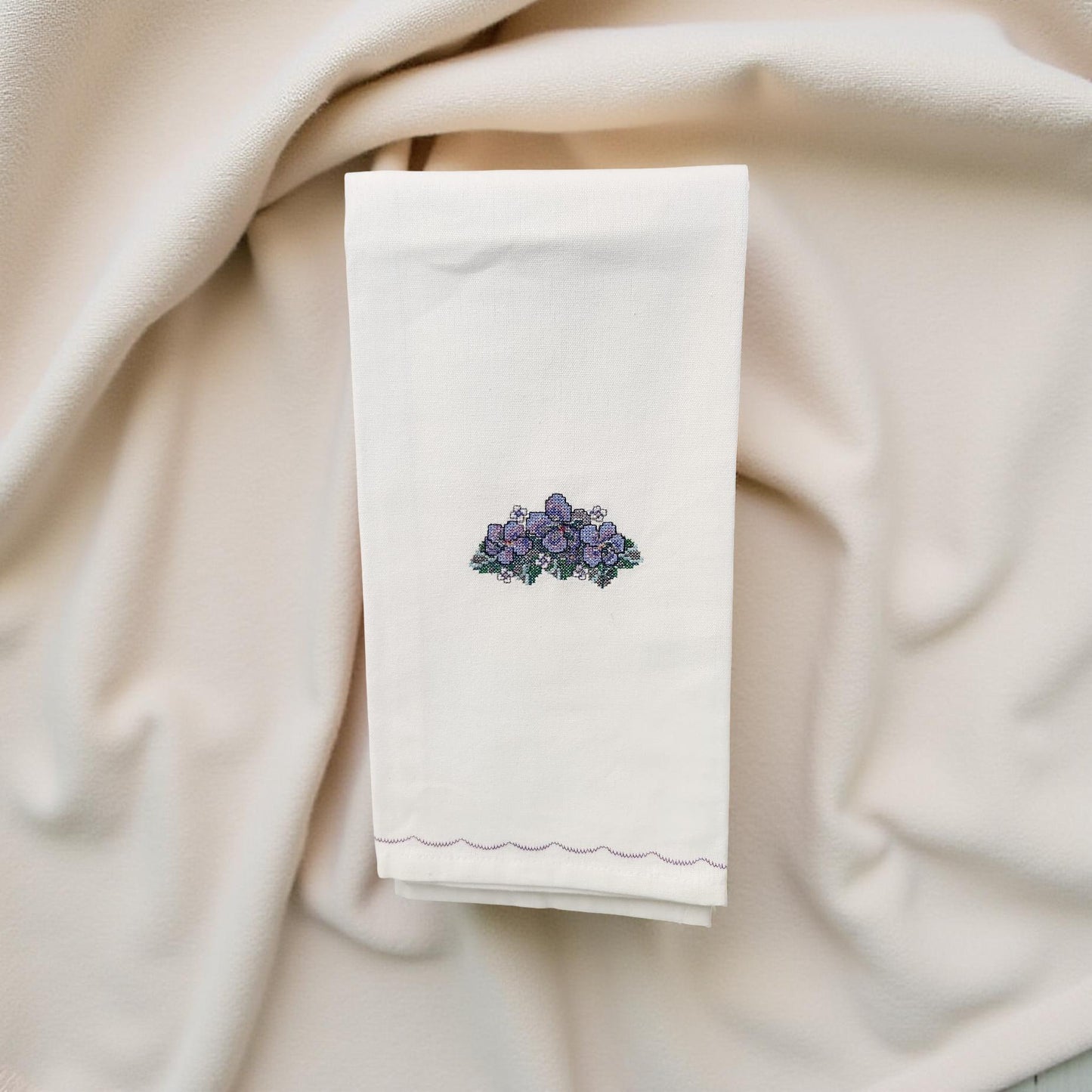 Hand-Crafted Embroidered Day Lily and Floral Theme Hand Towels