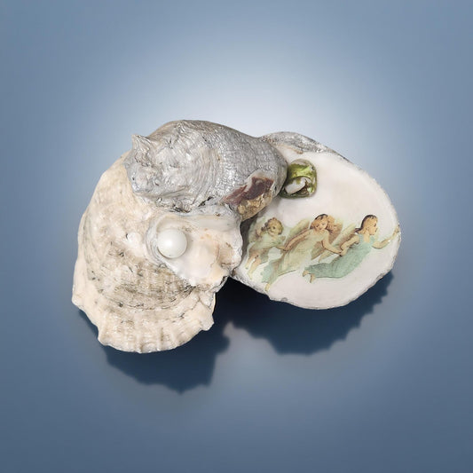 Religious Oyster Shell Decorative Art - Hand-crafted