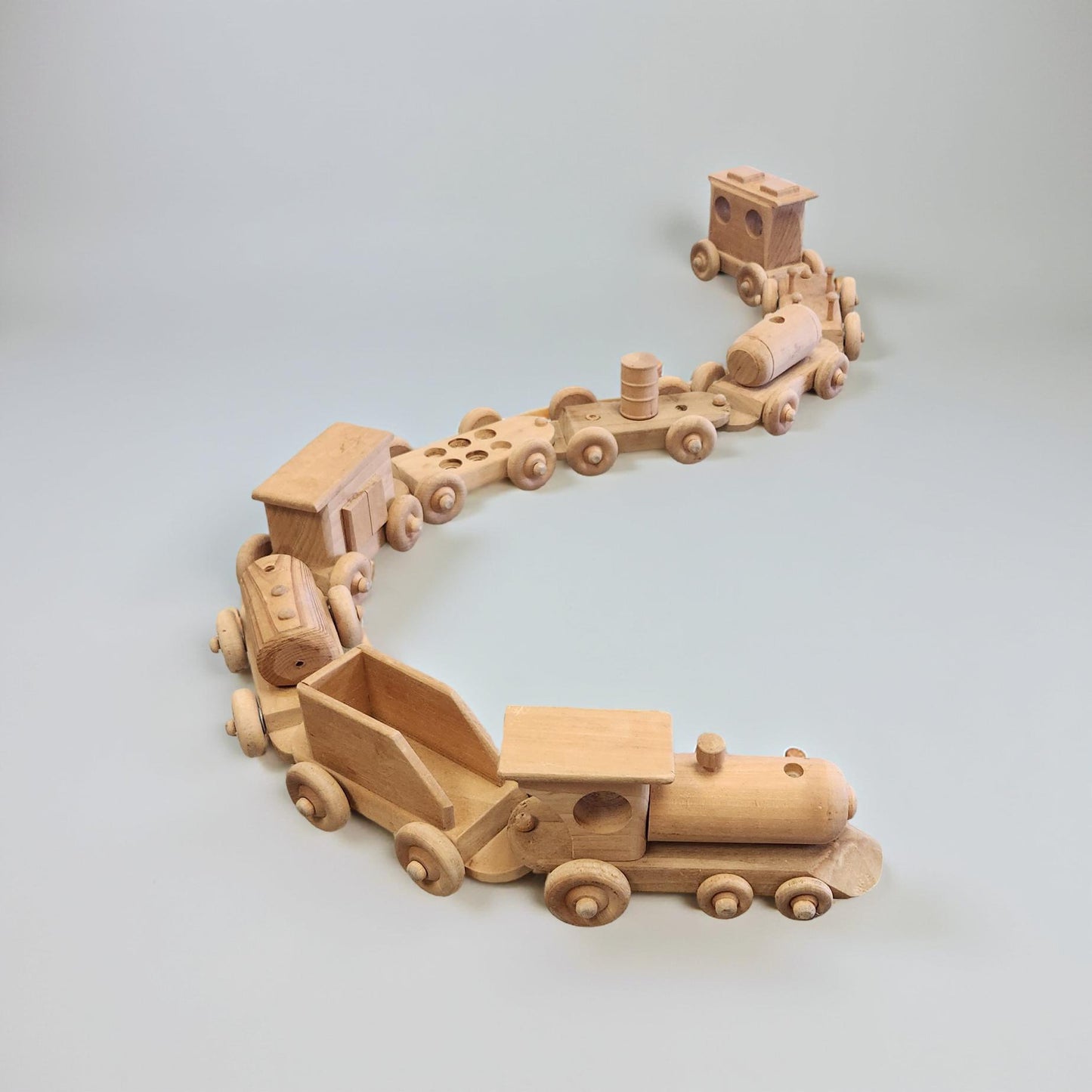 🚂 Handmade Wooden Train – 9-Piece Set