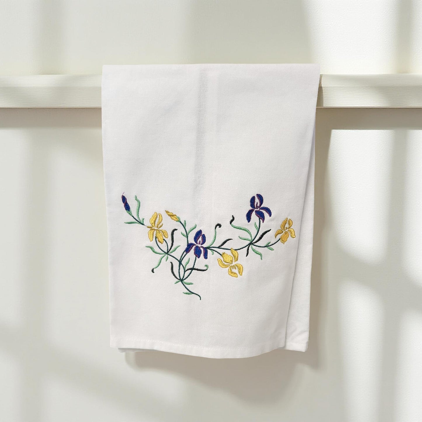 Hand-Crafted Embroidered Day Lily and Floral Theme Hand Towels