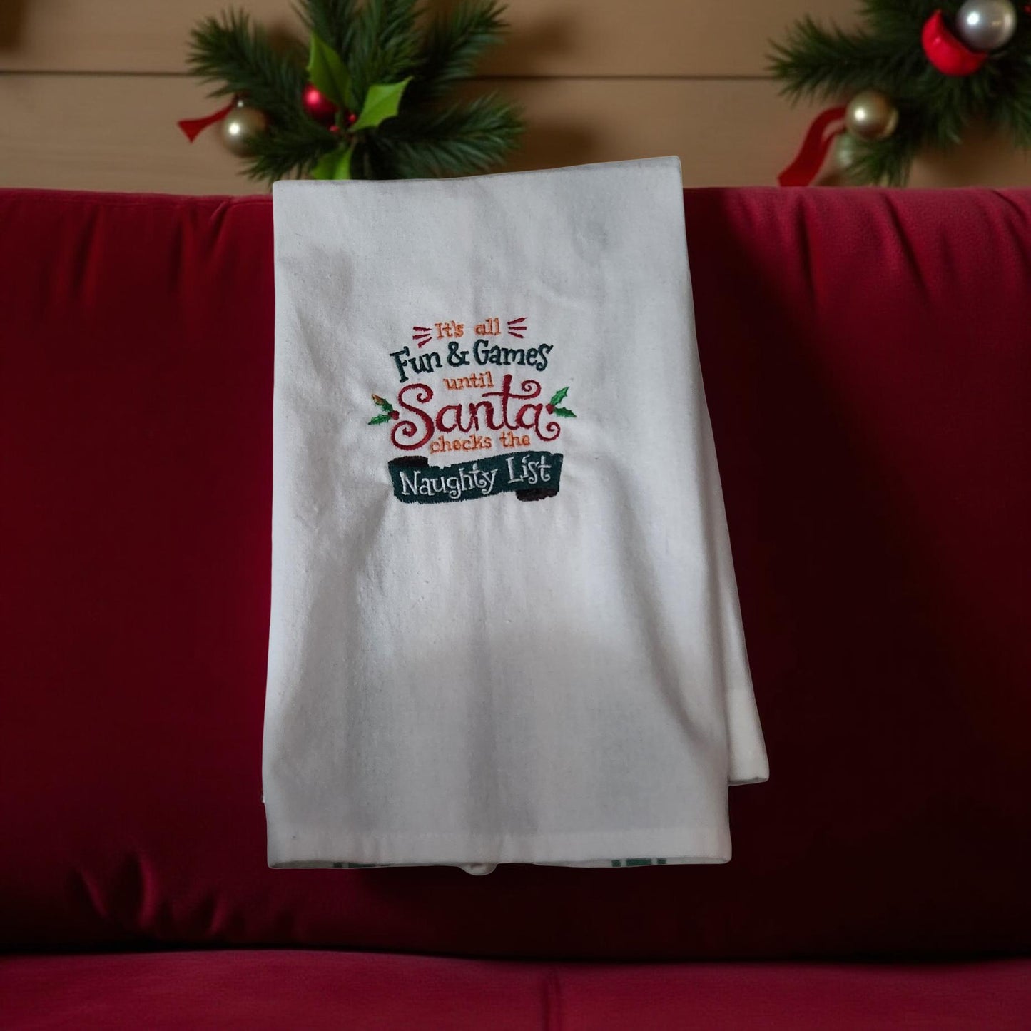 Hand-Crafted Embroidered Christmas Hand Towels