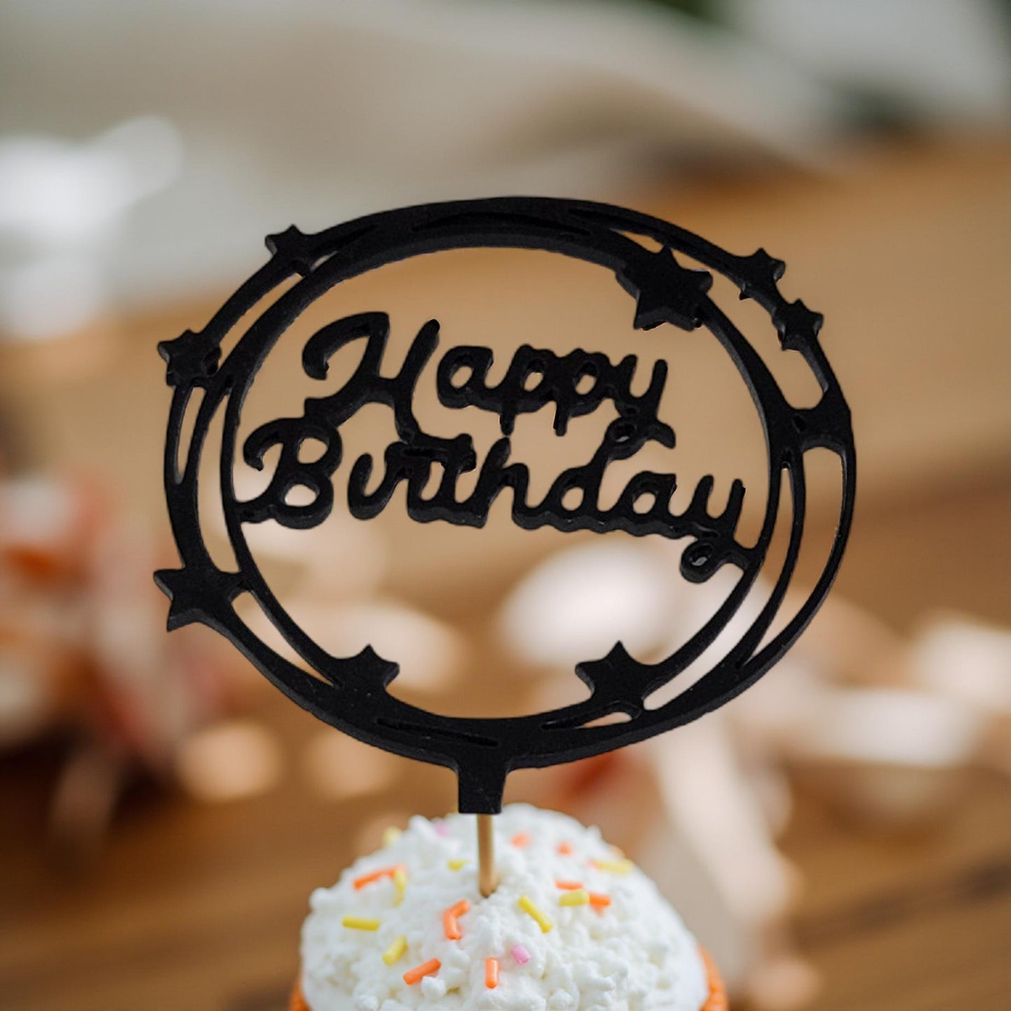 Chic Black Cake Decoration for Modern Birthday Parties