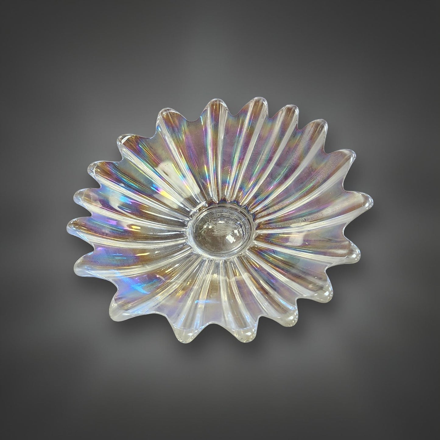 Vintage 11.5" Iridescent Blown Glass Tray – Federal Glass Celestial Starburst