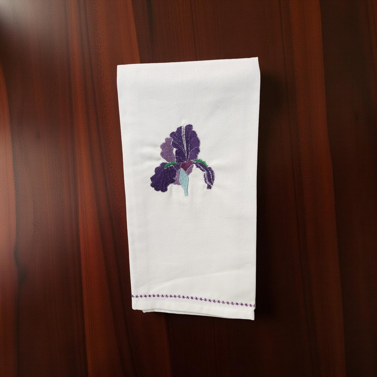 Hand-Crafted Embroidered Day Lily and Floral Theme Hand Towels