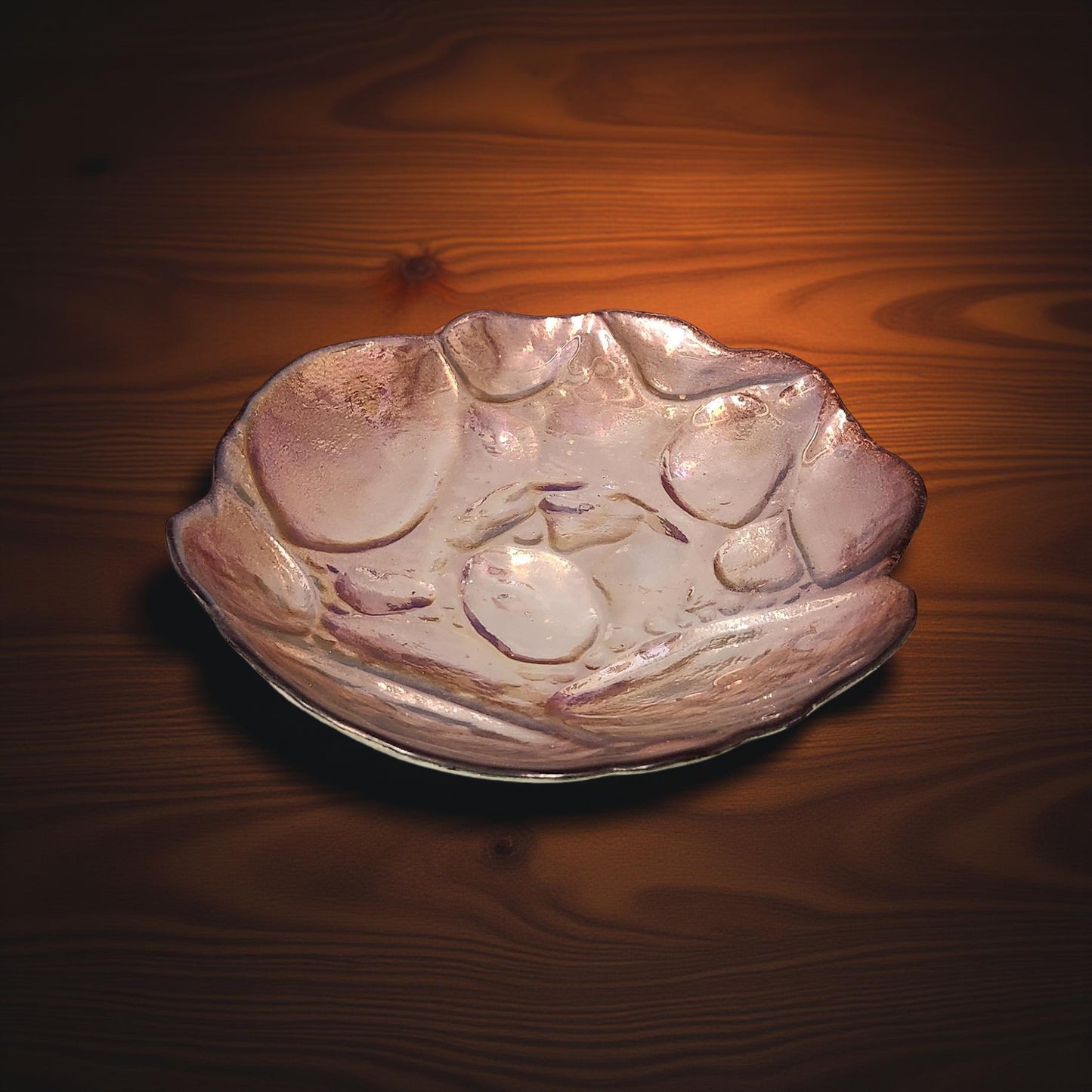 Iridescent Glass Bowl - Rose with Gold Flecks (7.5")