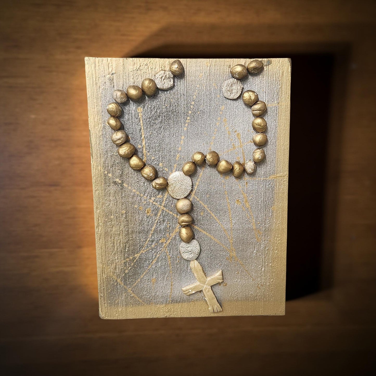 Rustic Hand-Crafted Rosary Design on Wood