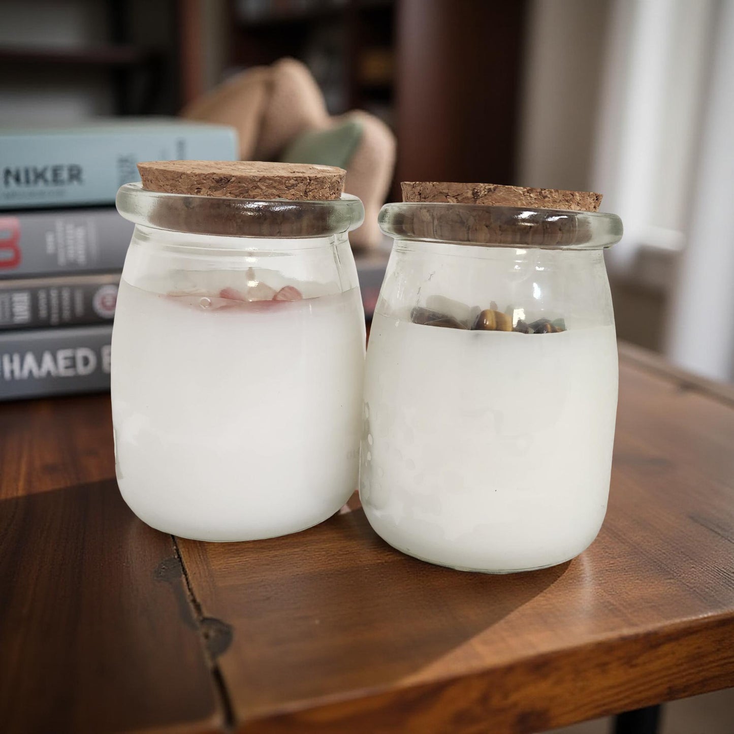 Candles with Tumbled Stones - Luxury Wax