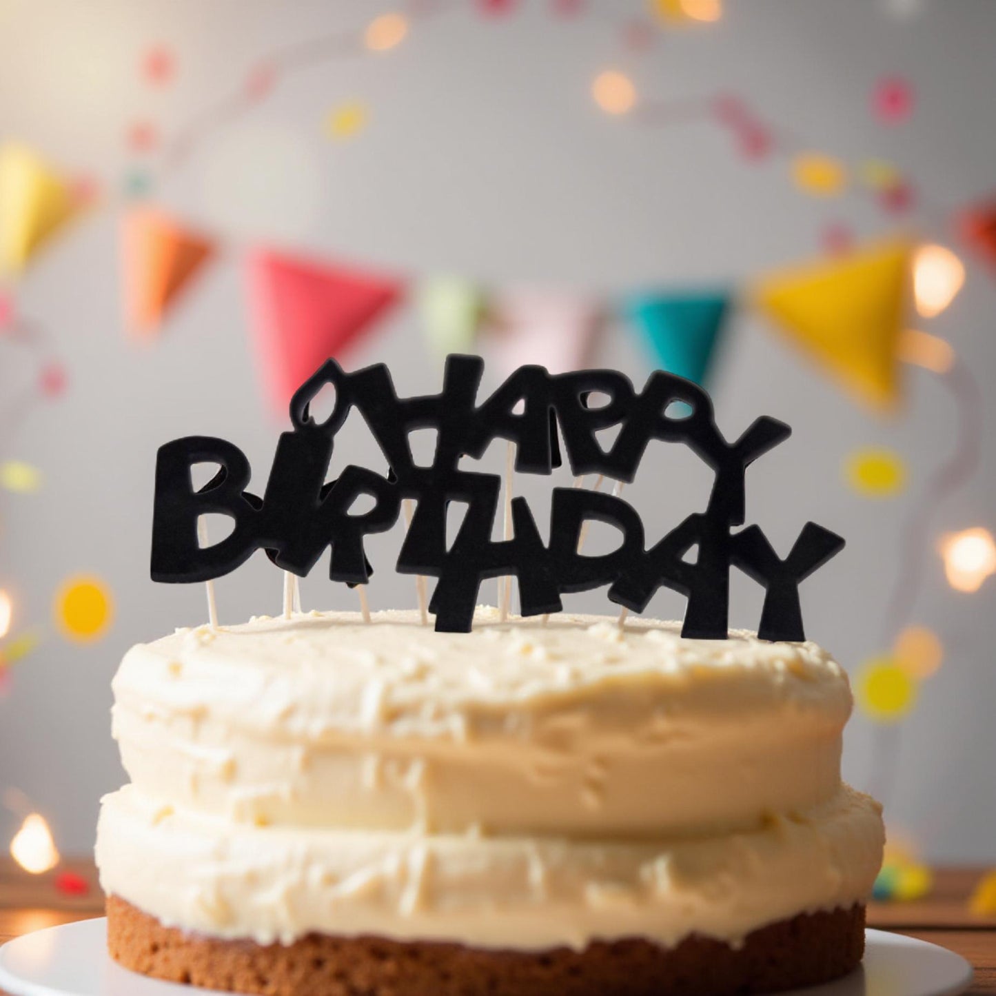 Chic Black Cake Decoration for Modern Birthday Parties