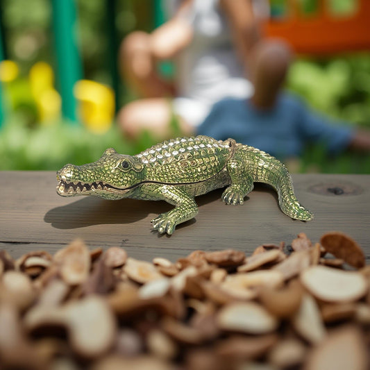 Alligator Jeweled Trinket Box – Metal & Enameled Finish