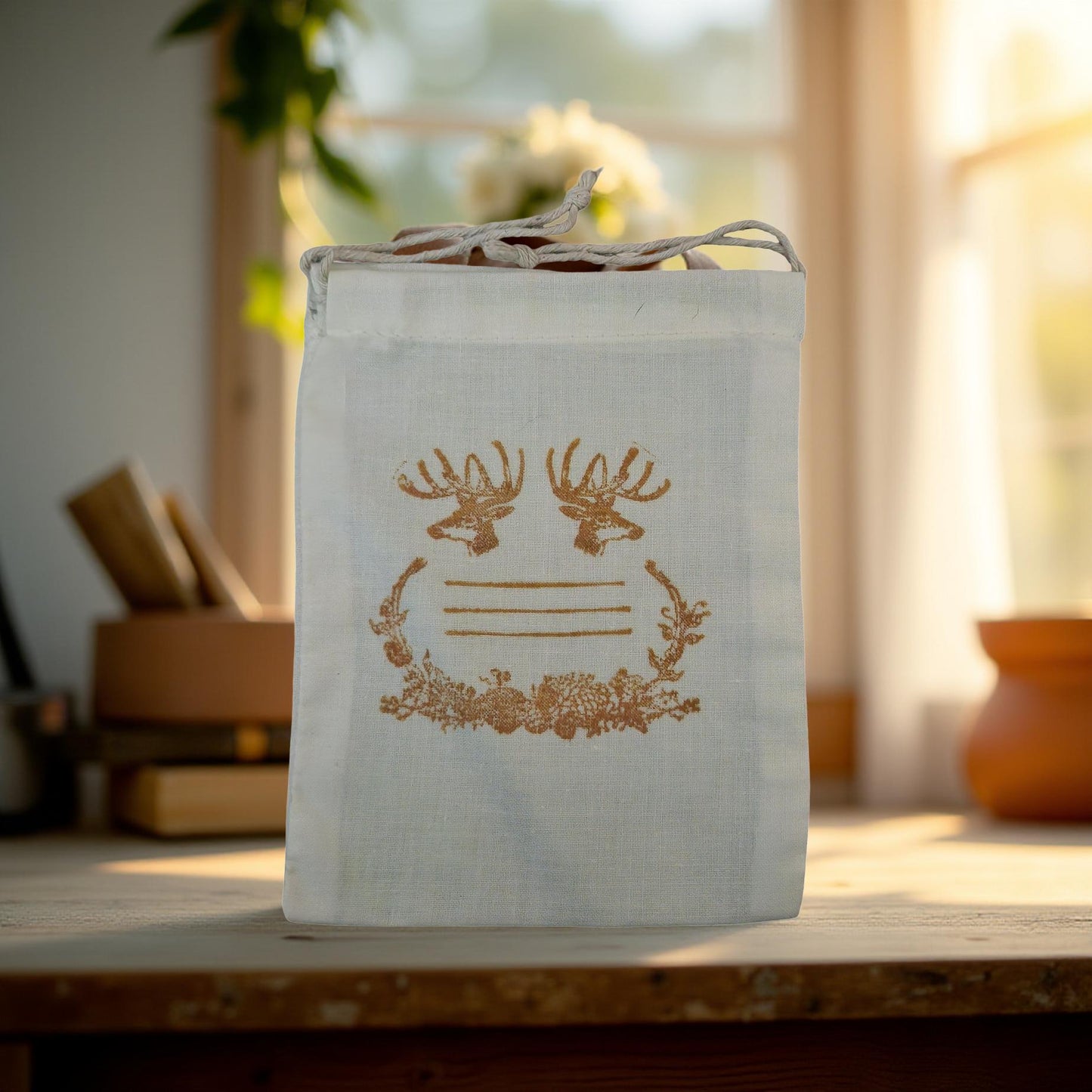 Festive Holiday Cloth Gift Bags - Reusable