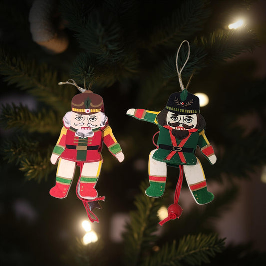 Vintage Nutcracker Motion Ornaments - Set of 2