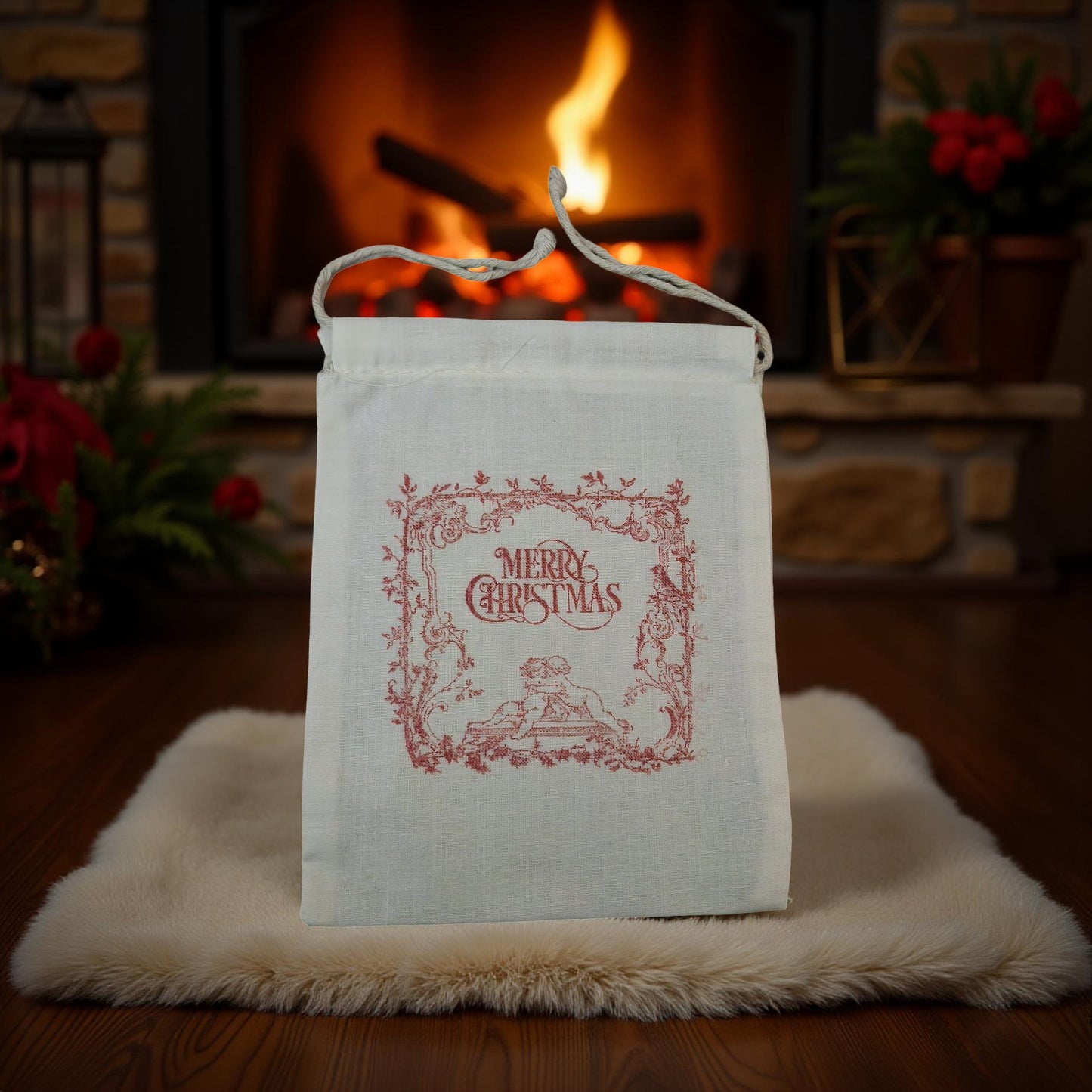 Festive Holiday Cloth Gift Bags - Reusable