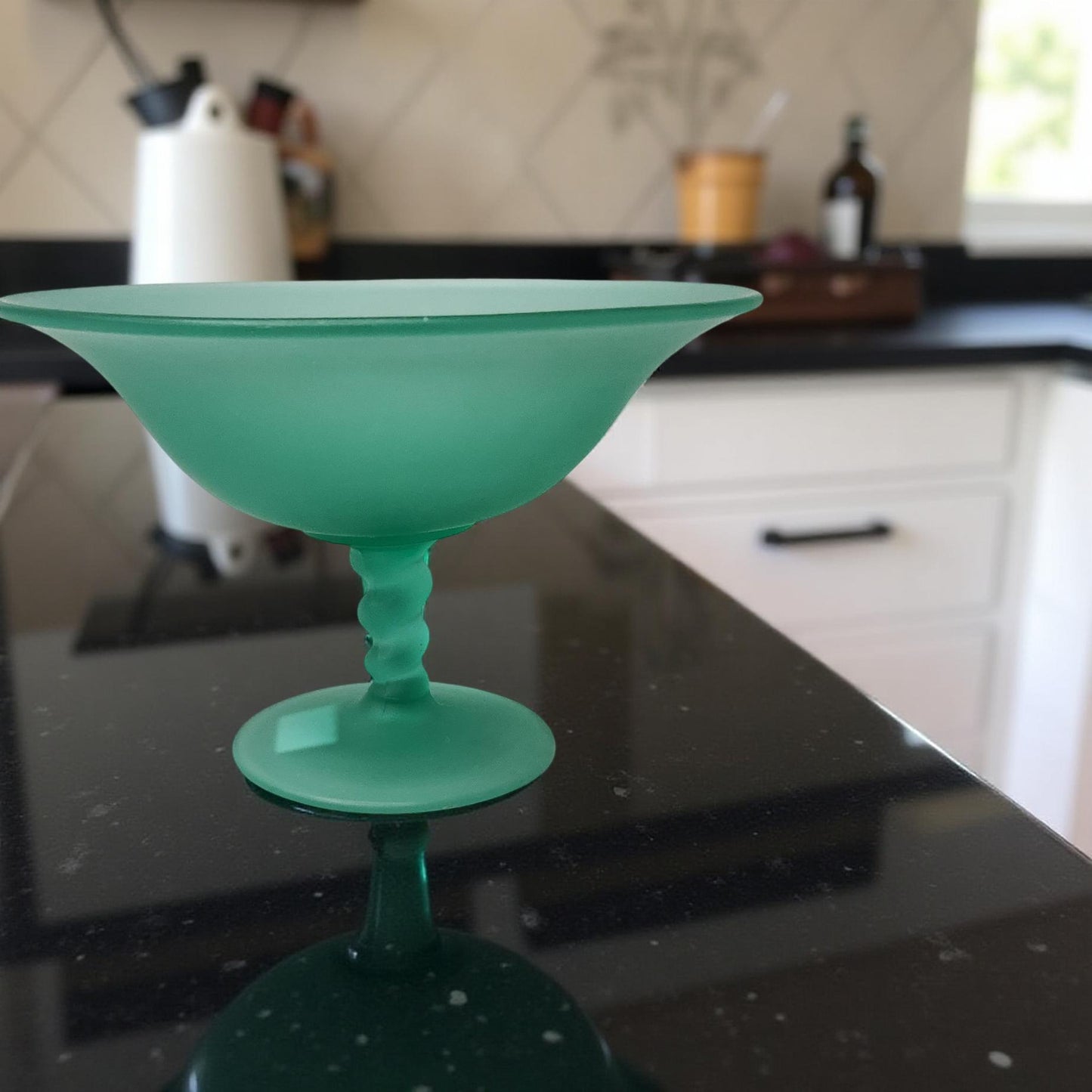 Frosted Green Twisted Stem Glassware - Depression Glassware