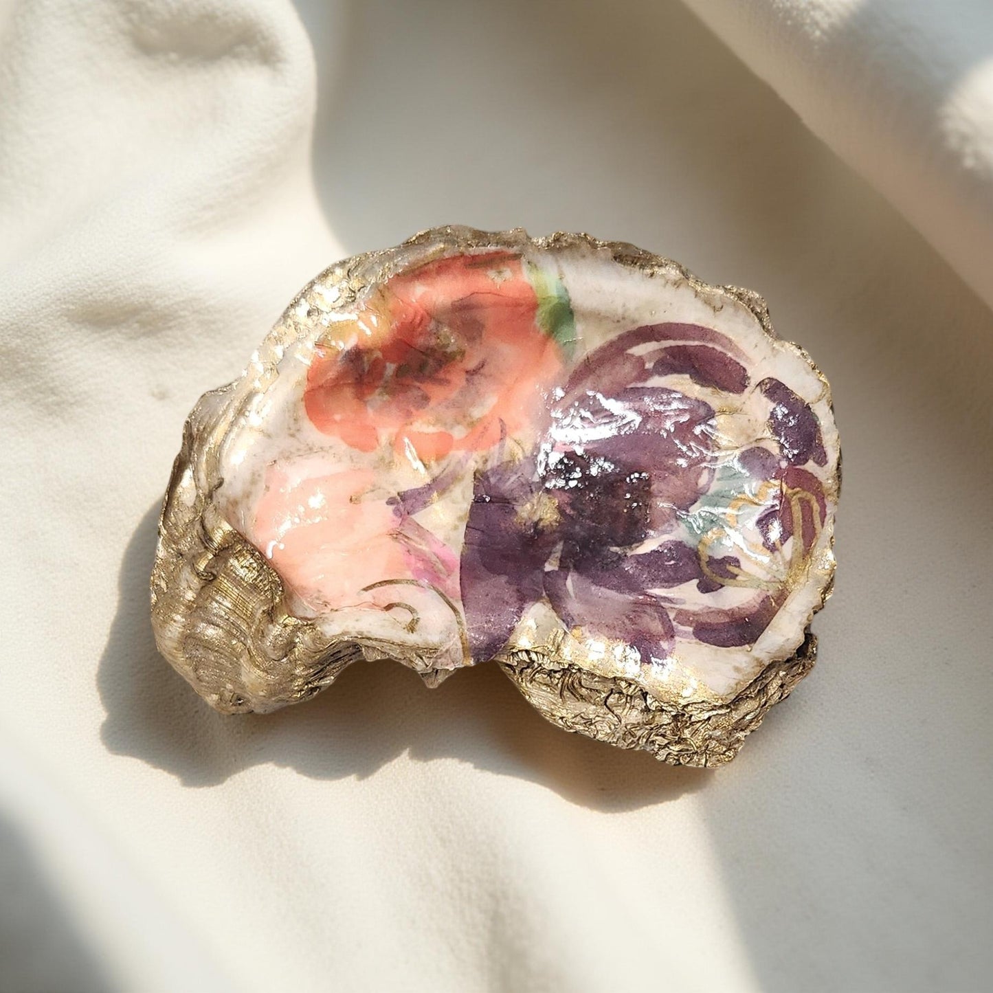 Floral Decorated Oyster Shells - Hand-Crafted