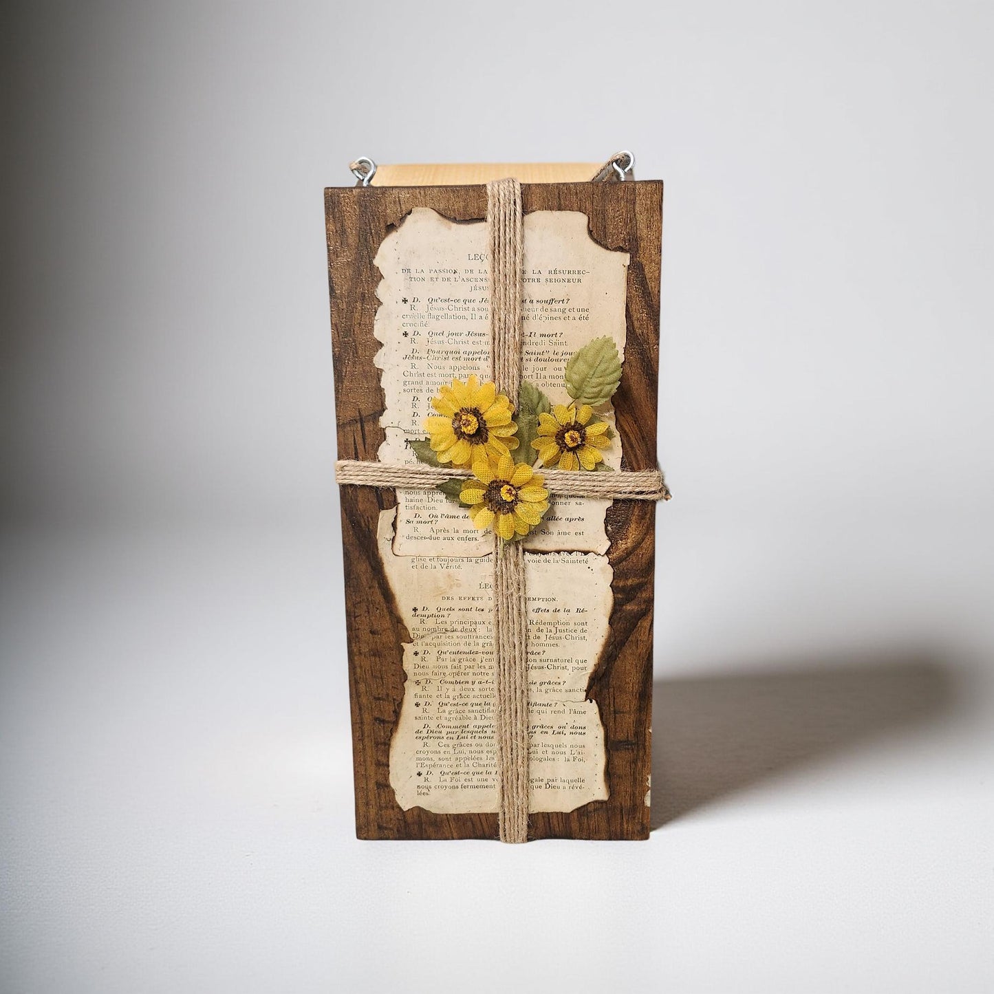 Rustic Hand-Crafted Cross Design on Wood Board Wall Art