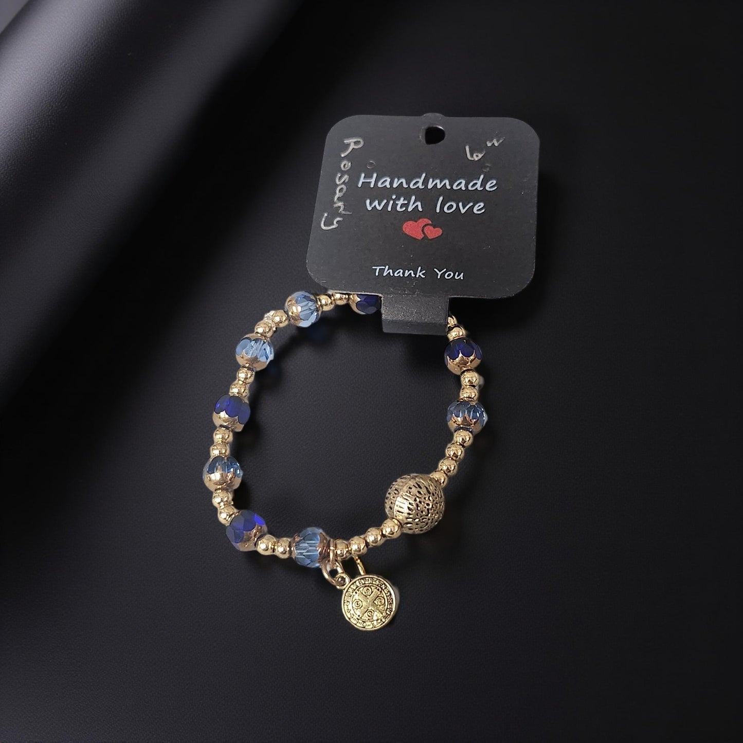 Unique Handcrafted Rosary Bracelet with Exquisite Religious Charm