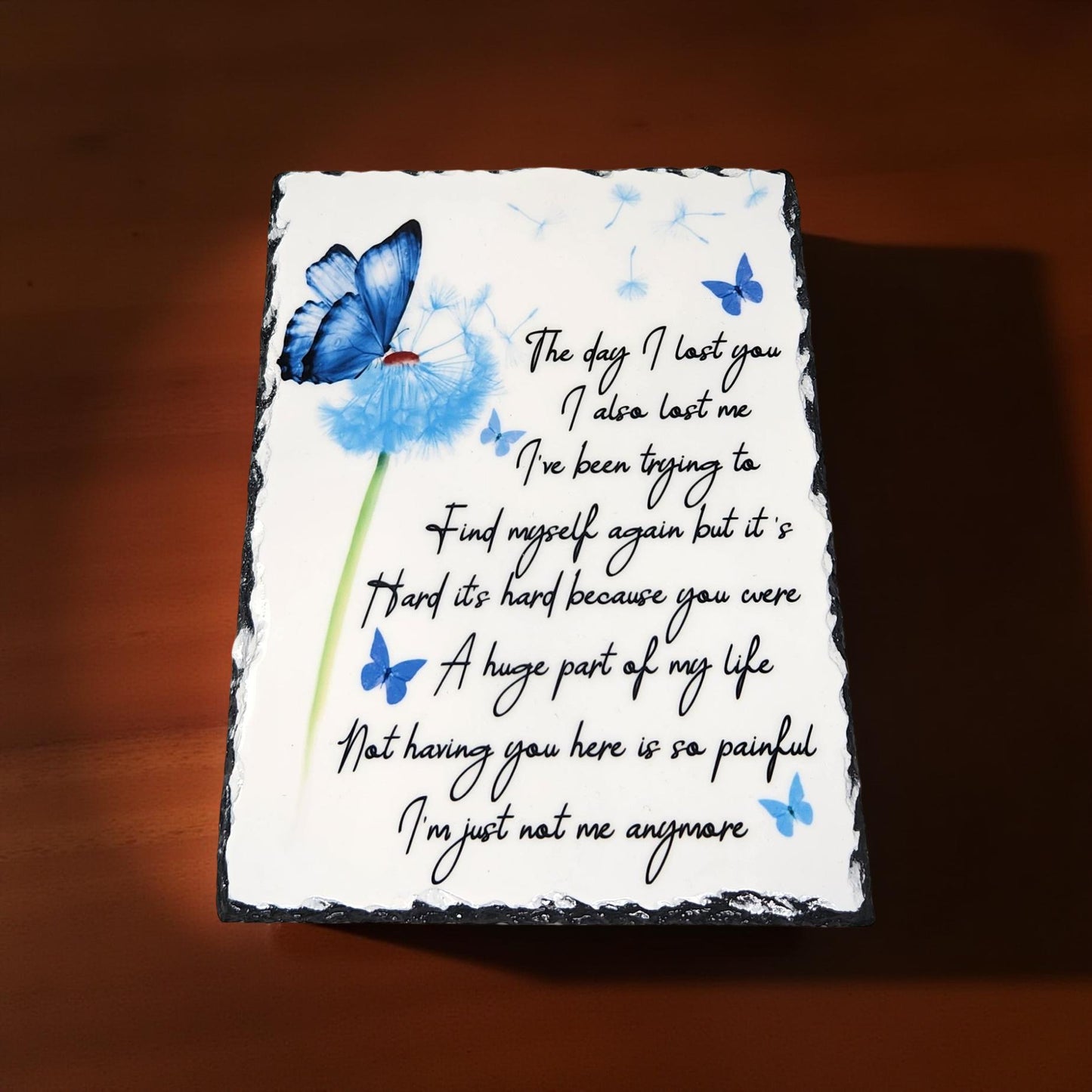 Butterfly with Flowers Decorative Slate - Beautiful Memorial Sign