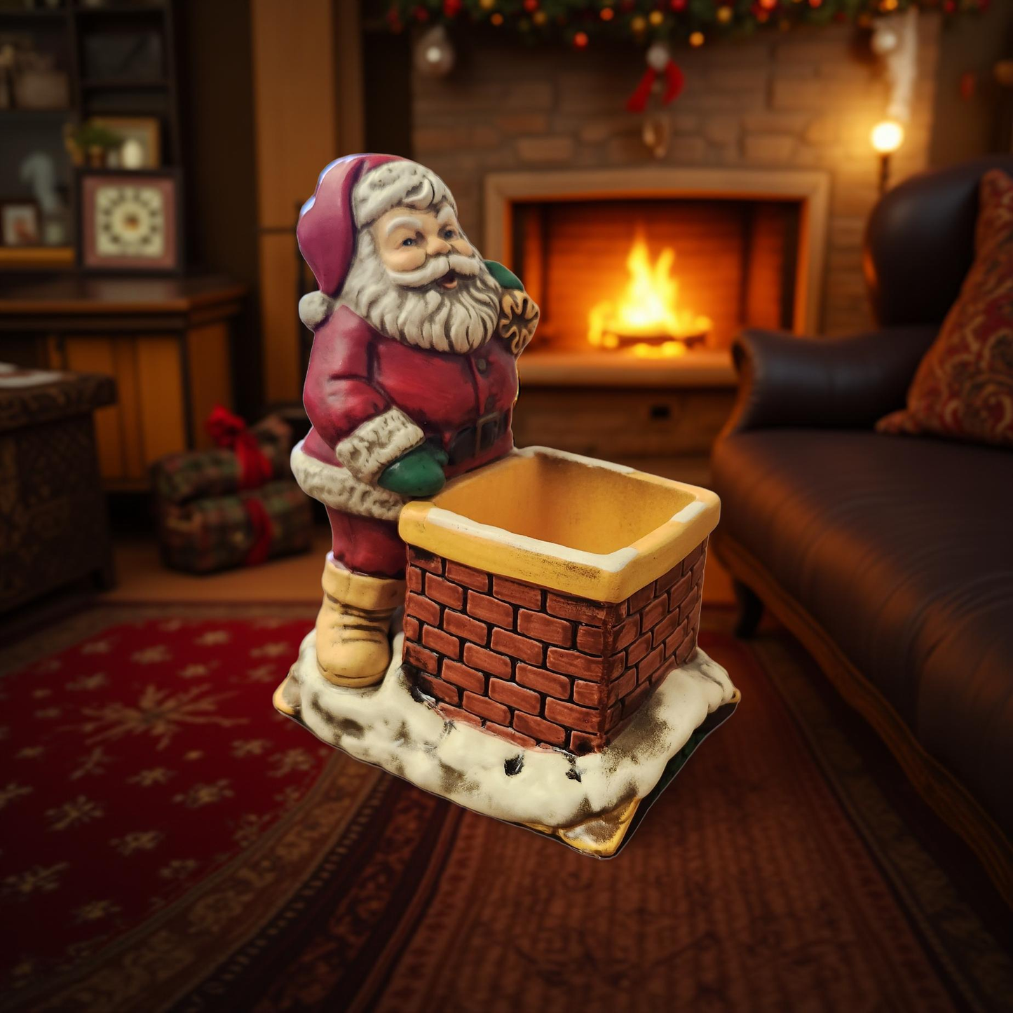 Santa on the Rooftop Candle Holder