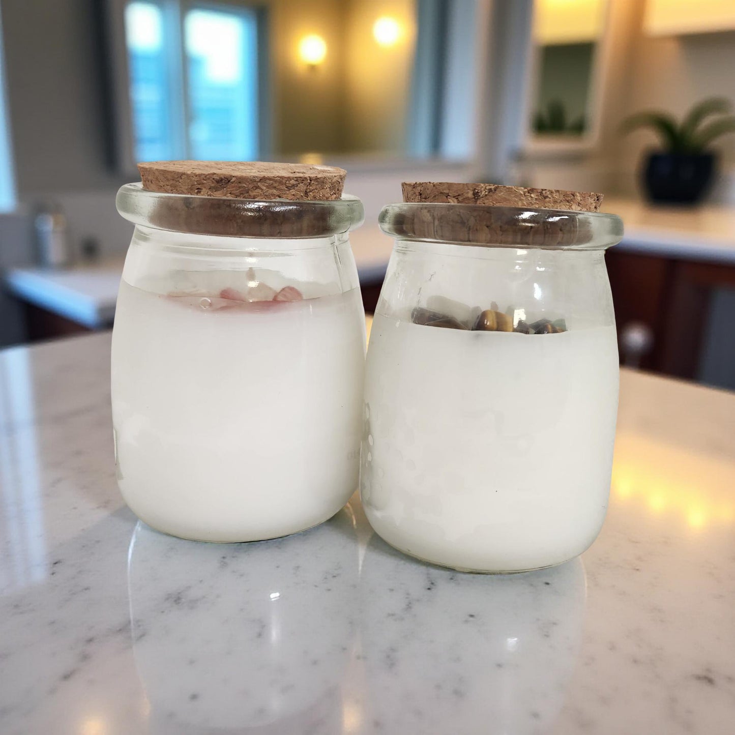 Candles with Tumbled Stones - Luxury Wax