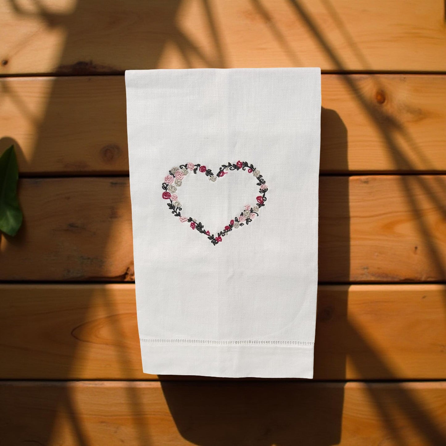 Hand-Crafted Embroidered Valentine Hand Towels