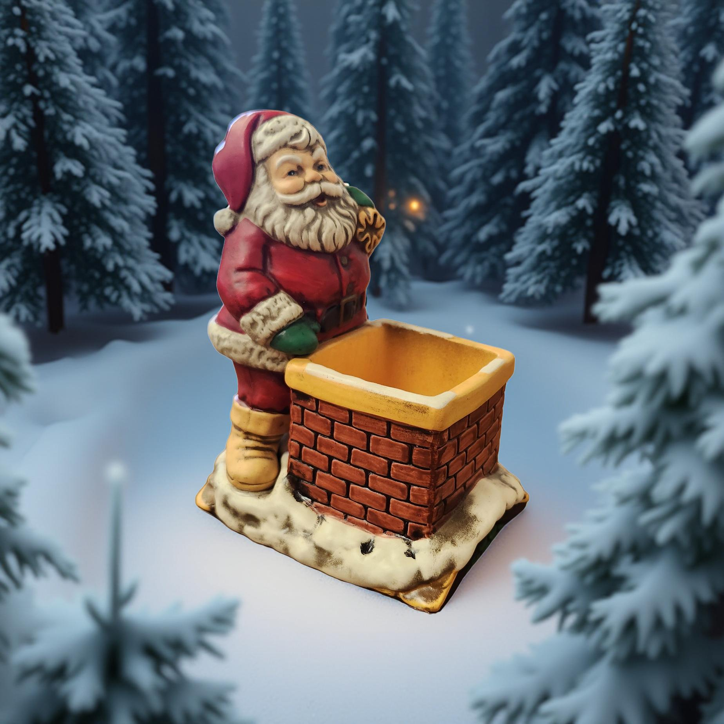 Santa on the Rooftop Candle Holder