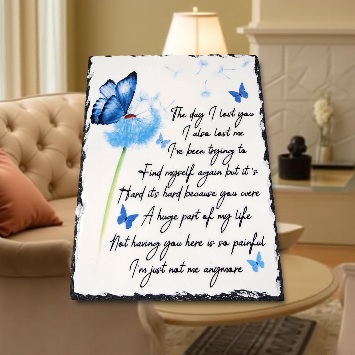 Butterfly with Flowers Decorative Slate - Beautiful Memorial Sign