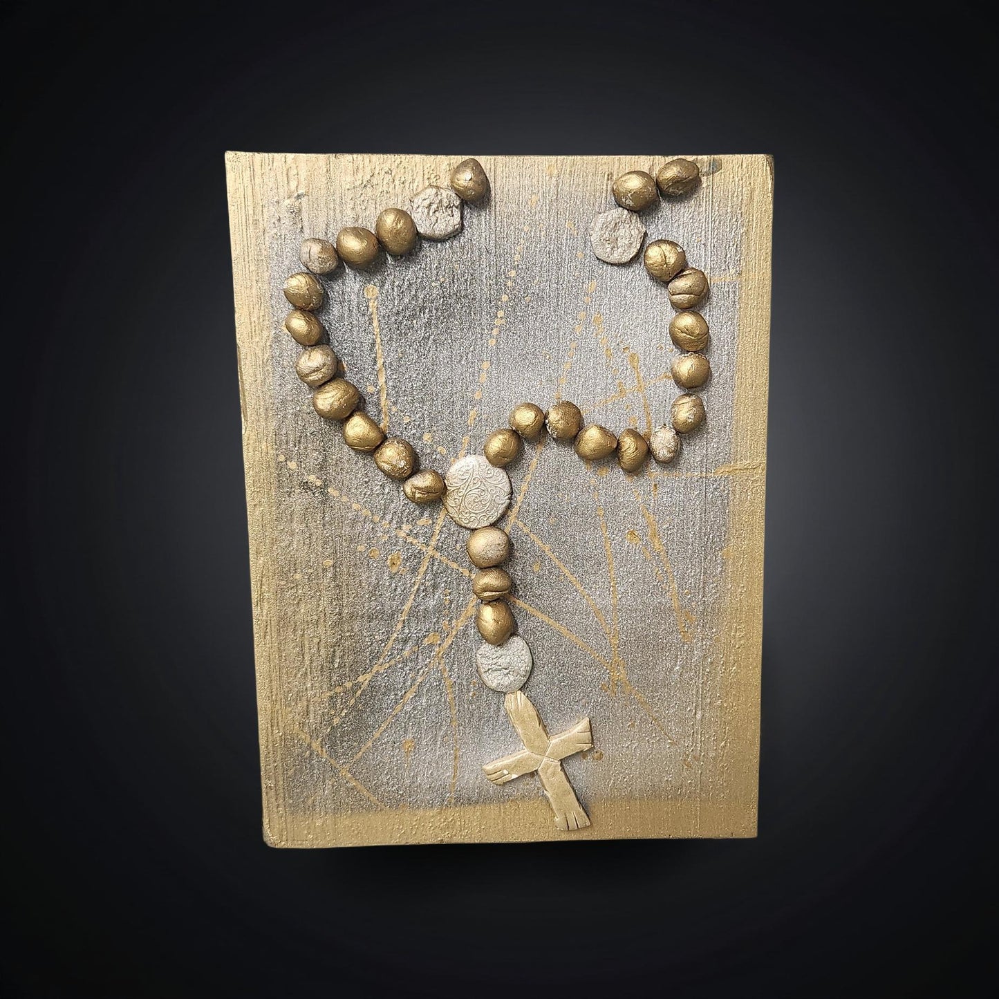 Rustic Hand-Crafted Rosary Design on Wood