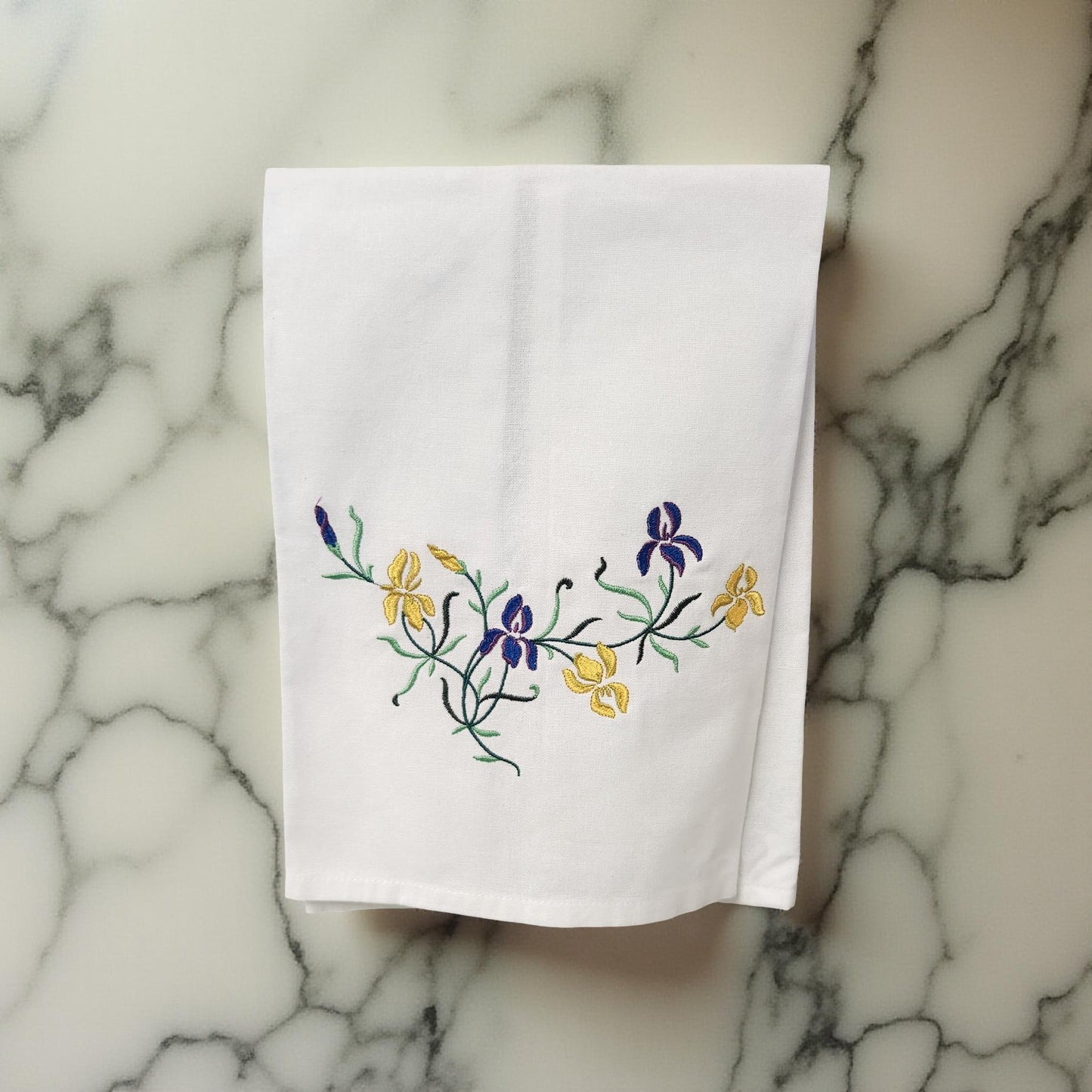 Hand-Crafted Embroidered Day Lily and Floral Theme Hand Towels