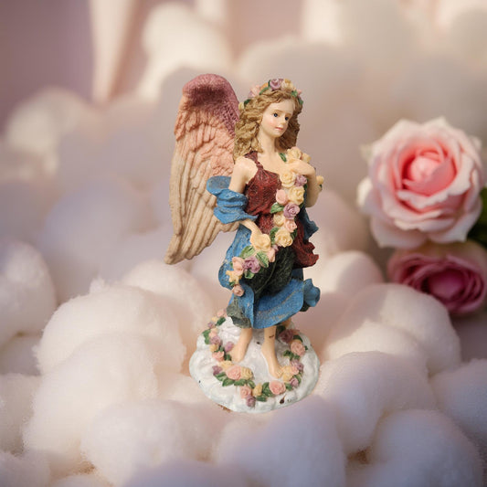 8″ Resin Angel Figurine with Pink & Cream Wings