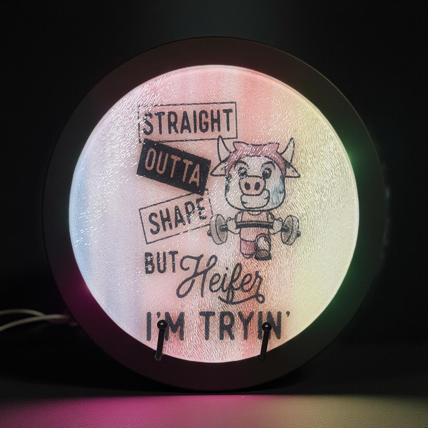 8″ Decorative Glass Round Cutting Board  - Fun Quotes