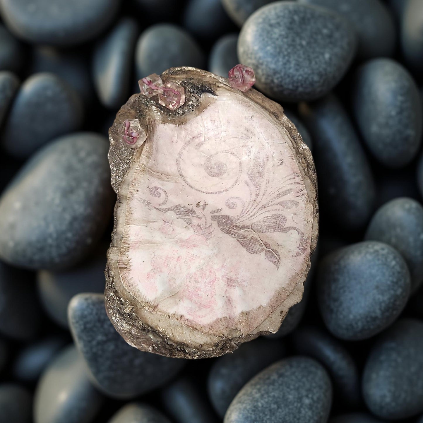 Floral Decorated Oyster Shells - Hand-Crafted