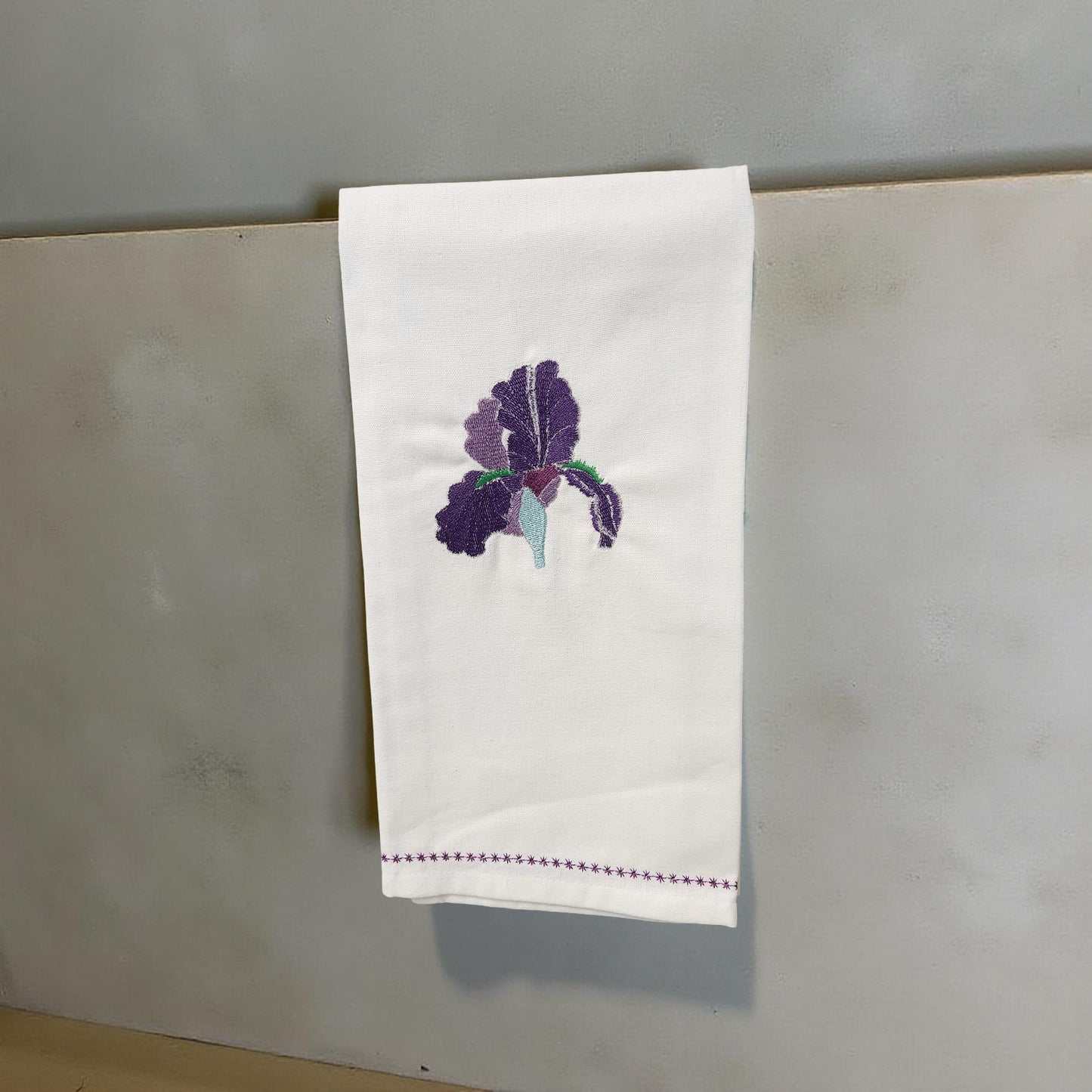 Hand-Crafted Embroidered Day Lily and Floral Theme Hand Towels