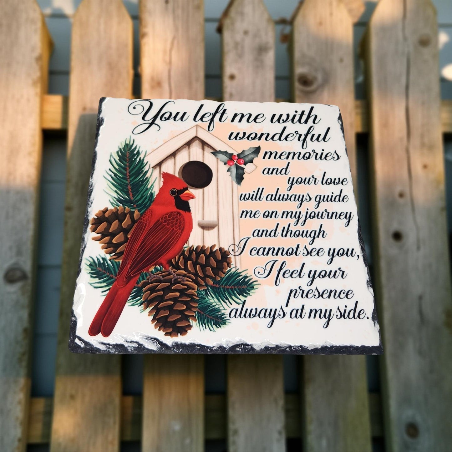 Decorative Cardinal Slate - Beautiful Memorial Sign