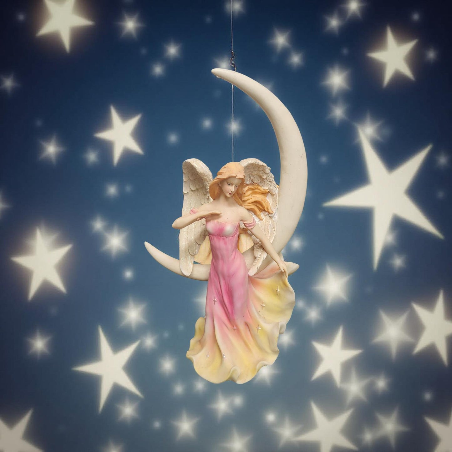 Guardian Angel and Crescent Moon 16 Inch Resin Statue 2005