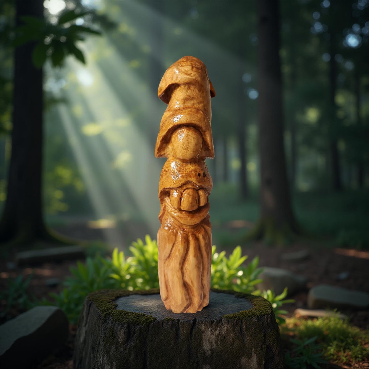 Rustic Hand Carved Wood Spirits Sculptures - One-of-a-Kind Carvings