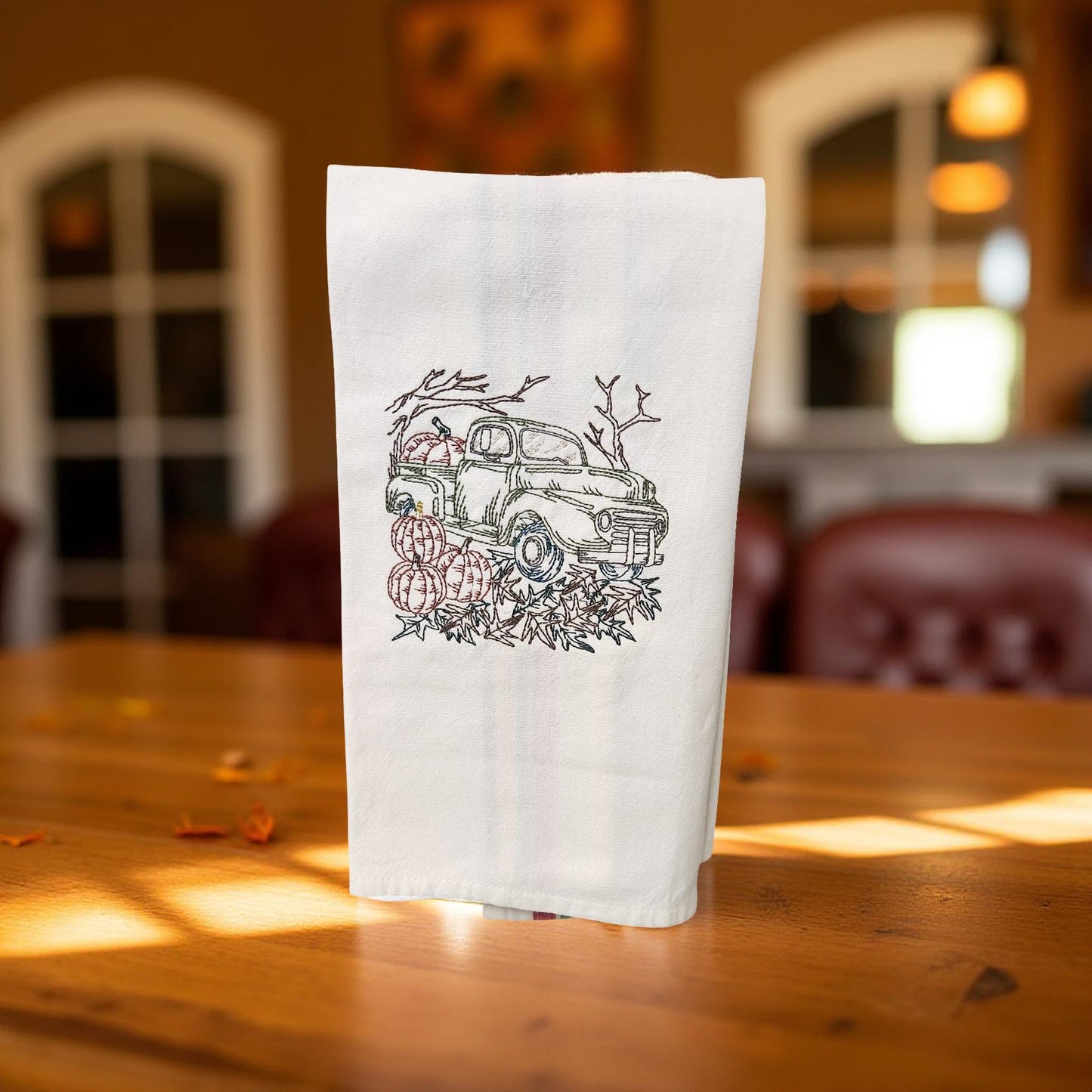 Hand-Crafted Embroidered Fall and Thanksgiving Hand Towels