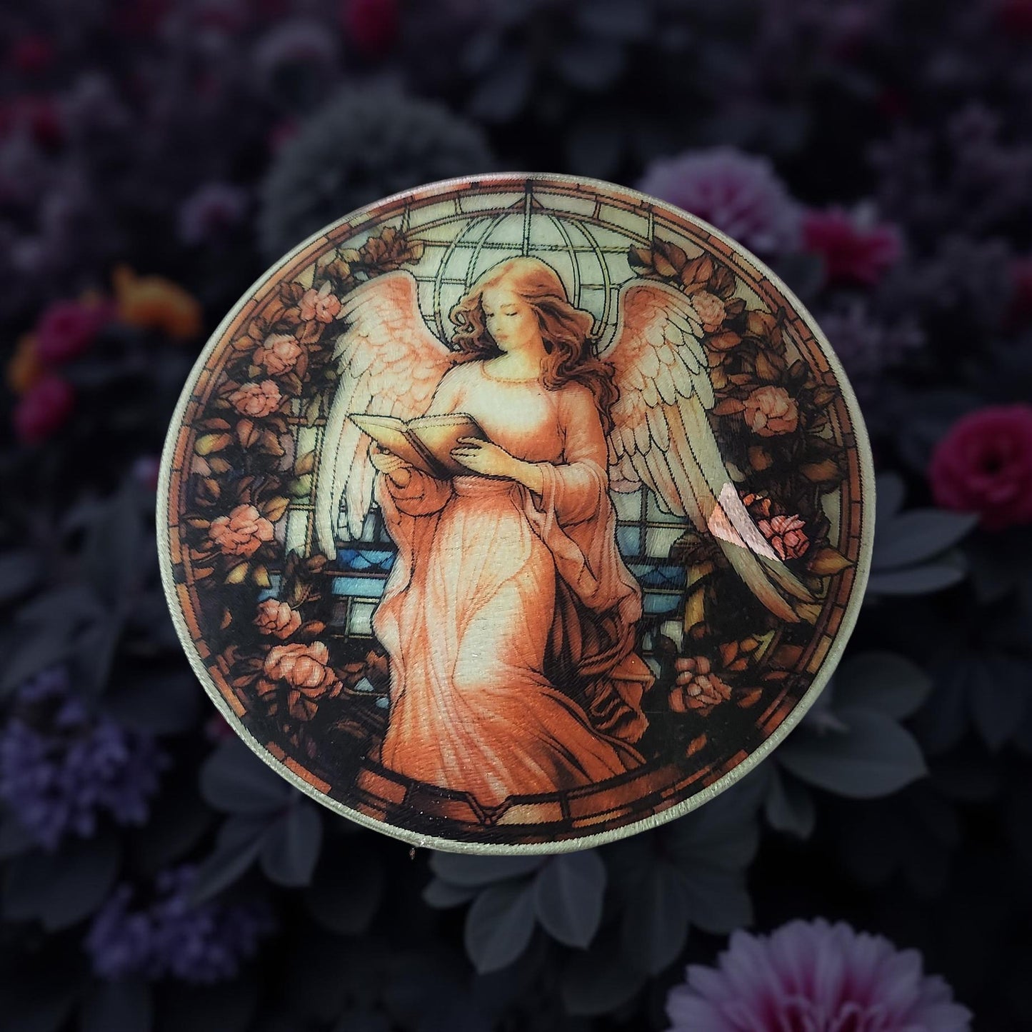 8″ Decorative Glass Round Cutting Board - Spiritual Quotes