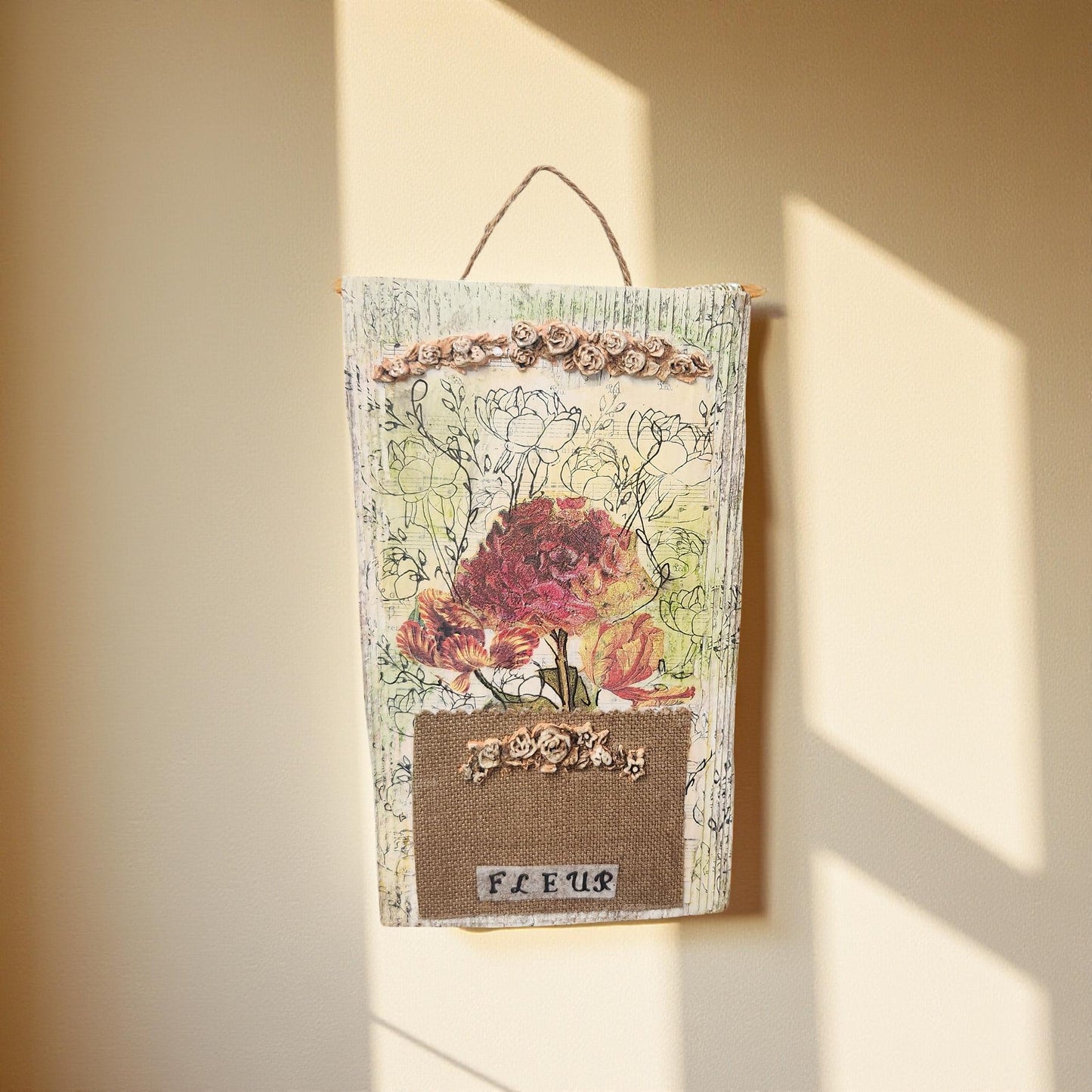 Floral Decoupage on Wood – Handcrafted Elegance