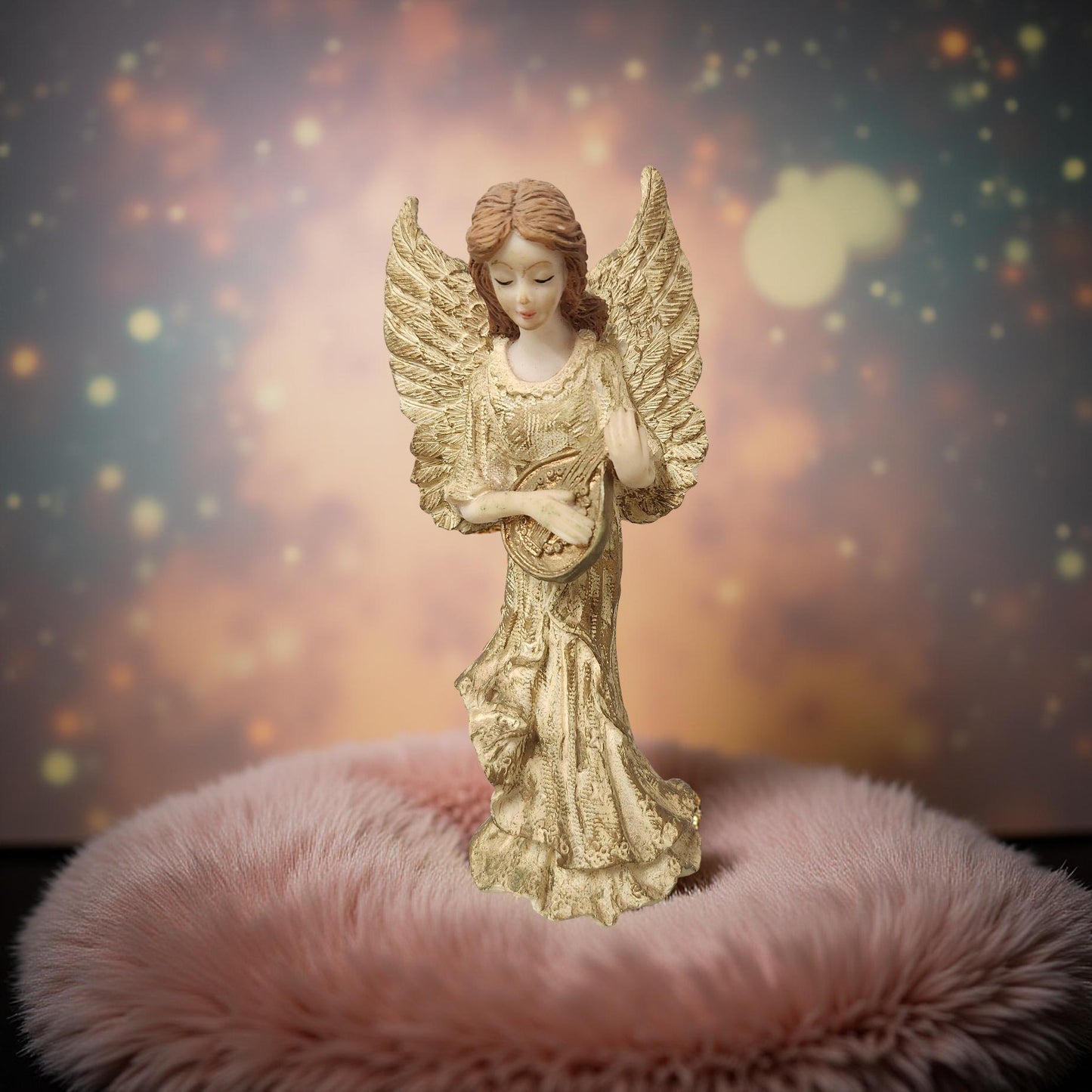 Ceramic Female Angel Figurine with Lyre