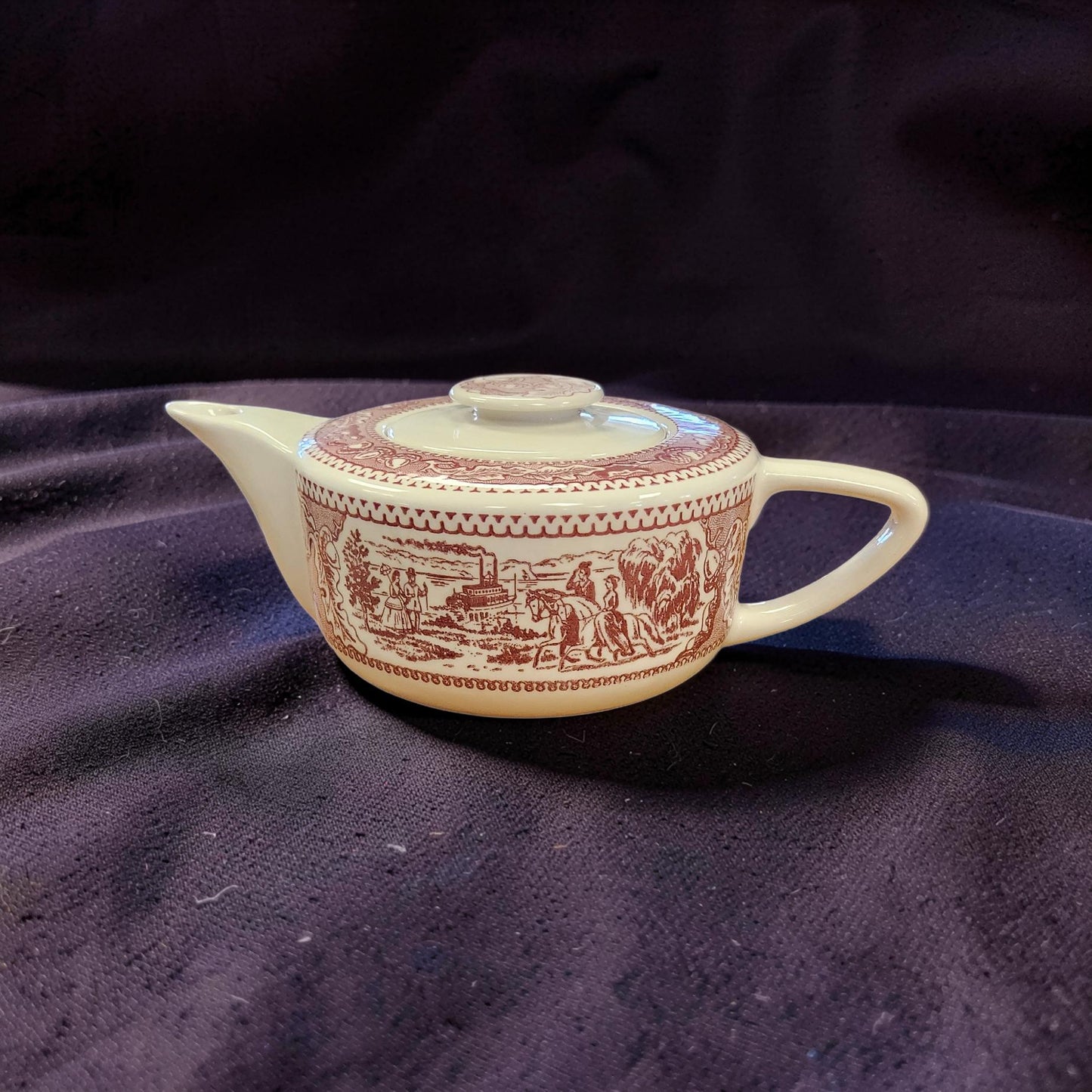 Vintage Royal Ironstone "Memory Lane" Red Teapot and Lid