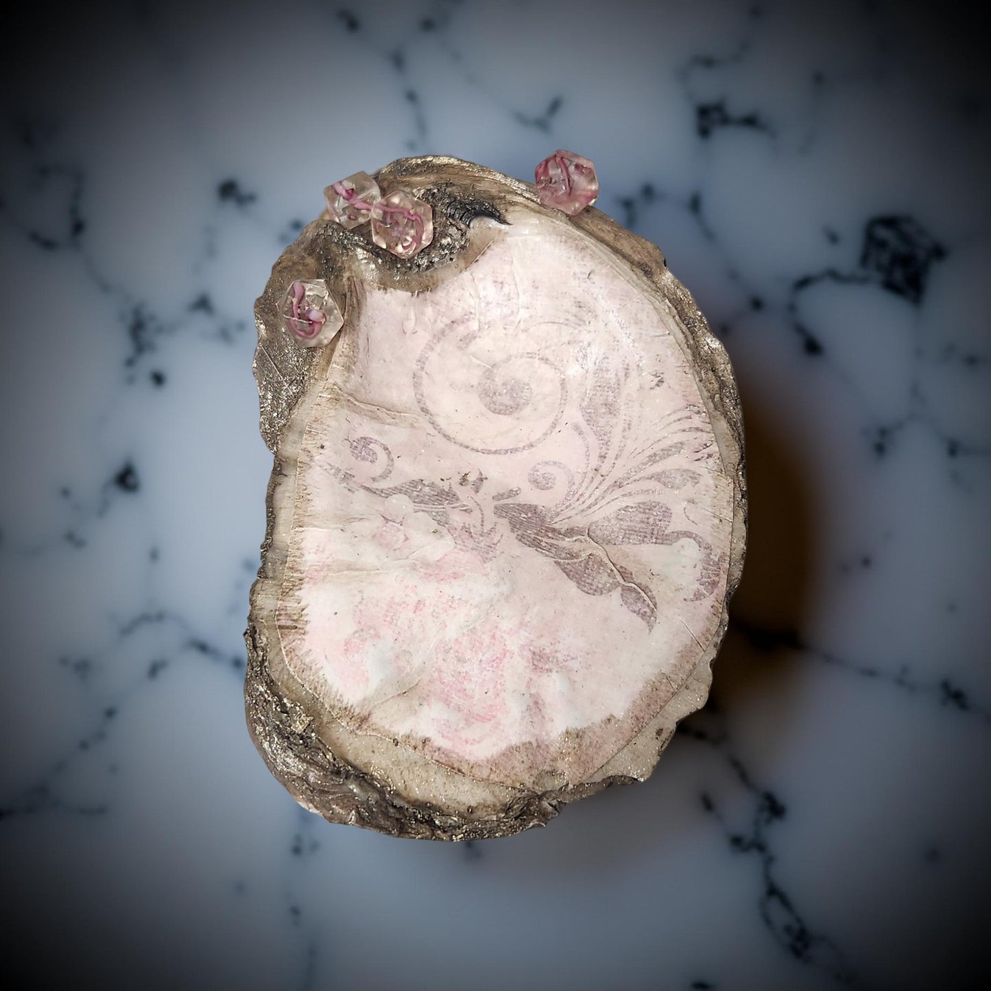 Floral Decorated Oyster Shells - Hand-Crafted