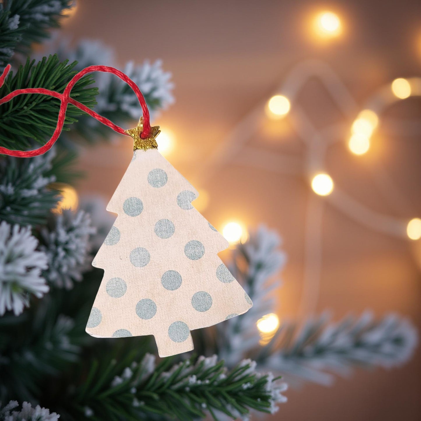 🎄 Locally Made Wooden Decoupage Christmas Tree Ornaments