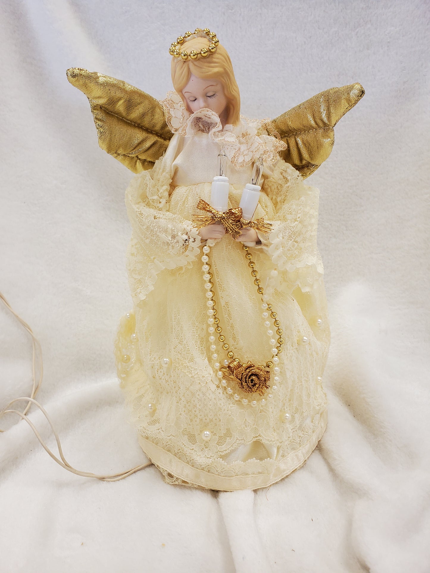 10" Porcelein Lighted Angel Tree Topper