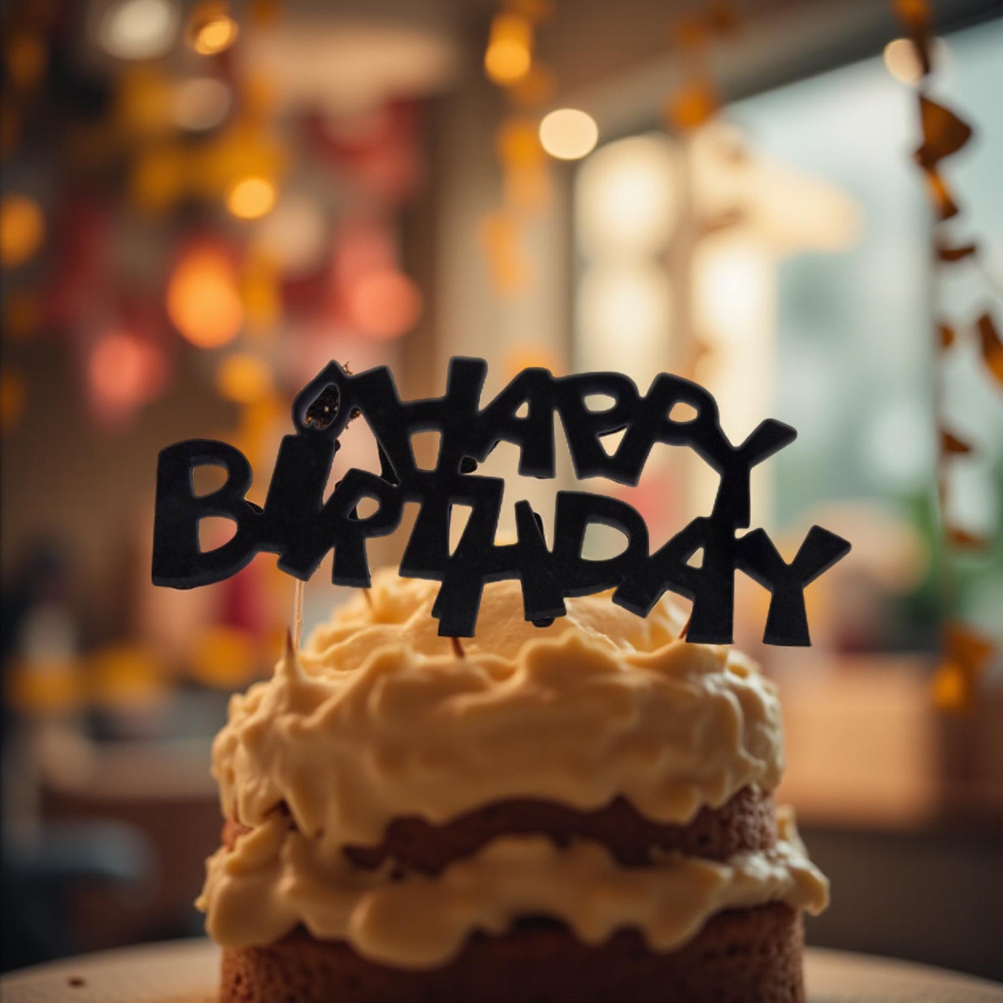 Chic Black Cake Decoration for Modern Birthday Parties