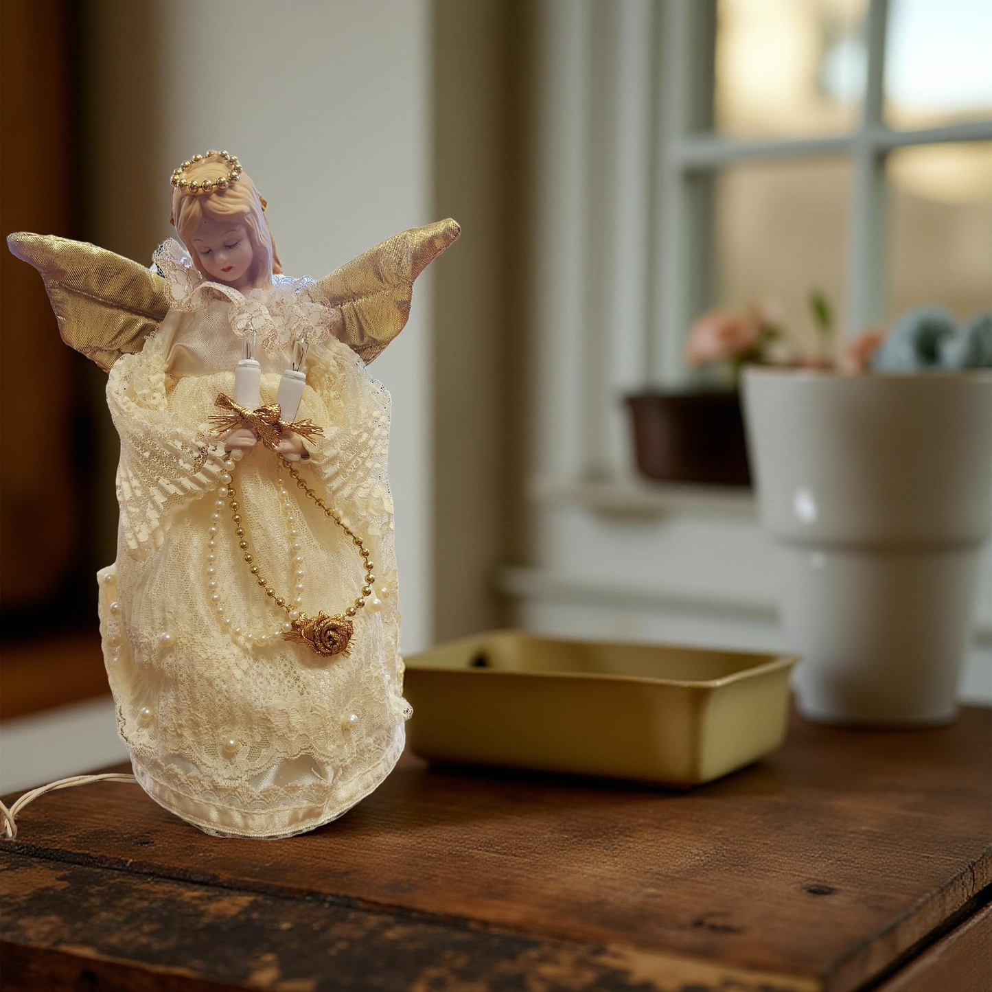 10" Porcelein Lighted Angel Tree Topper