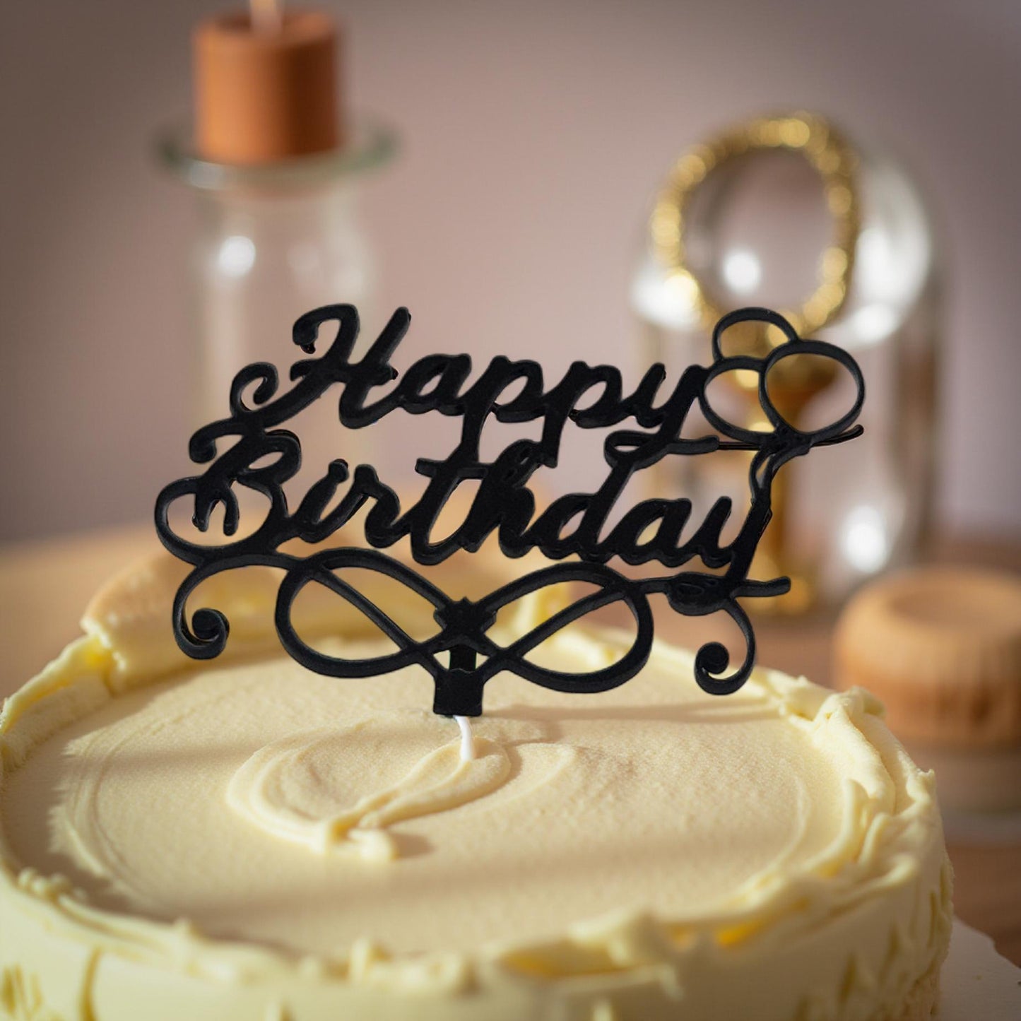 Chic Black Cake Decoration for Modern Birthday Parties