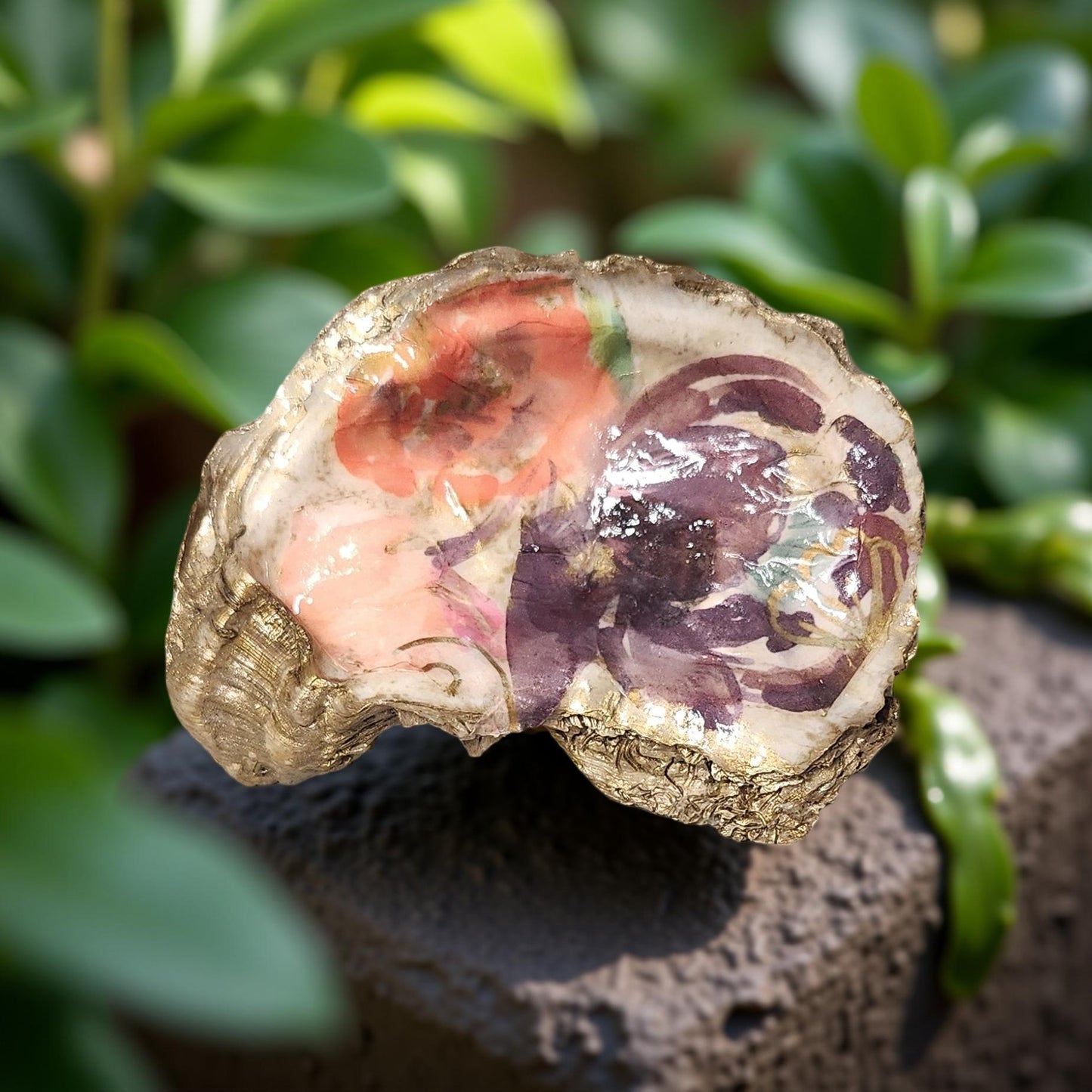 Floral Decorated Oyster Shells - Hand-Crafted
