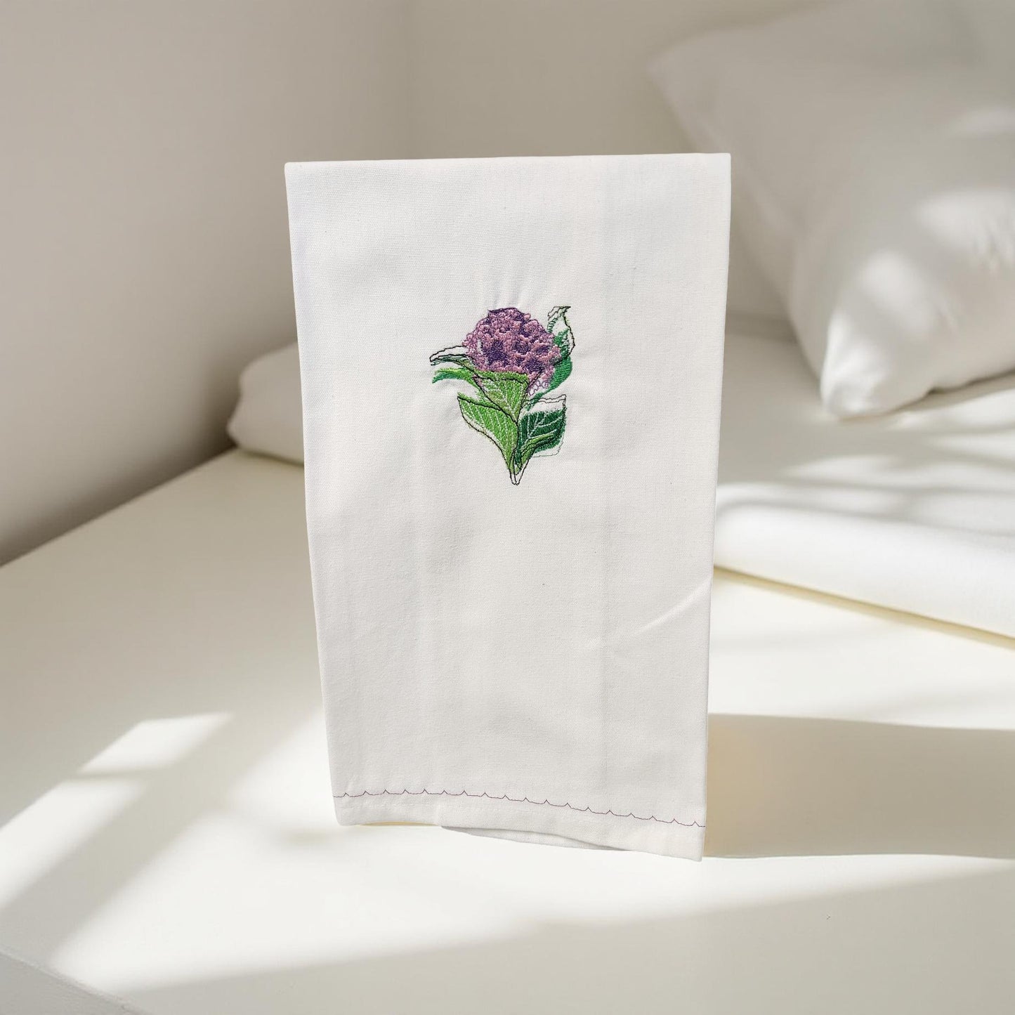 Hand-Crafted Embroidered Day Lily and Floral Theme Hand Towels