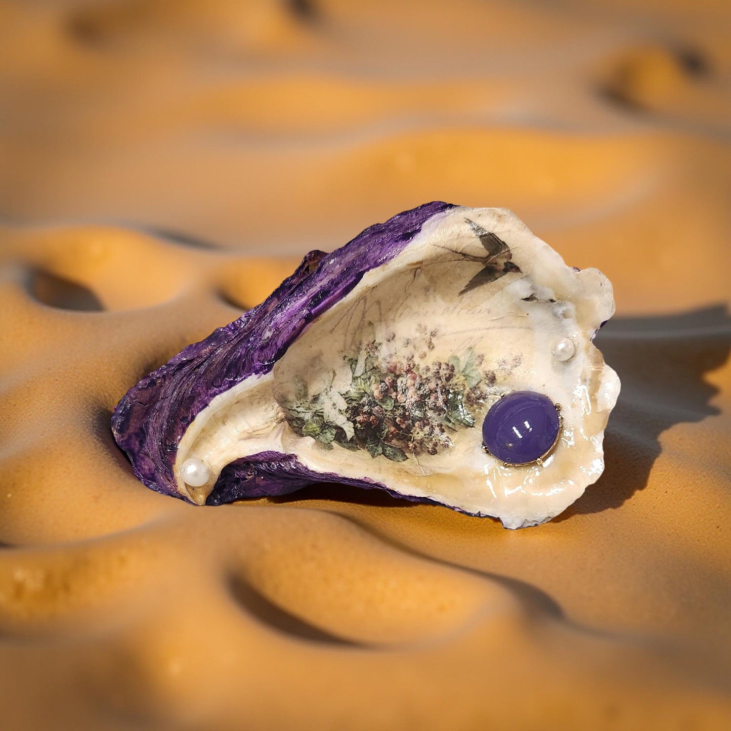 Floral Decorated Oyster Shells - Hand-Crafted