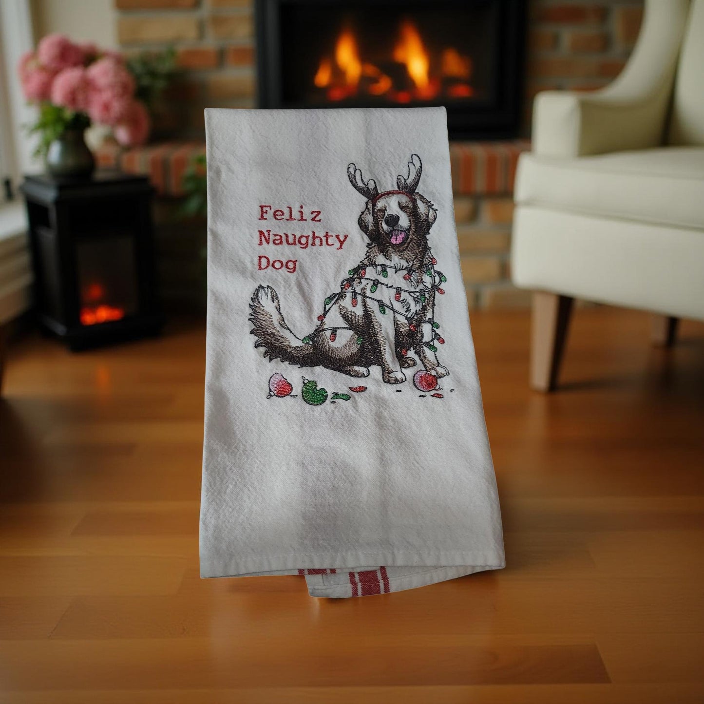 Hand-Crafted Embroidered Christmas Hand Towels
